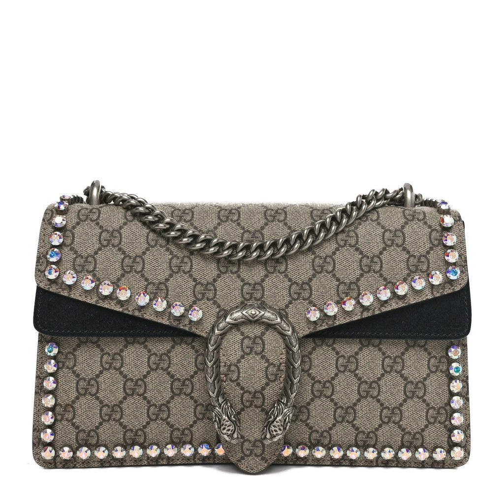 GG Supreme Monogram Crystal Small Dionysus Shoulder Bag Black