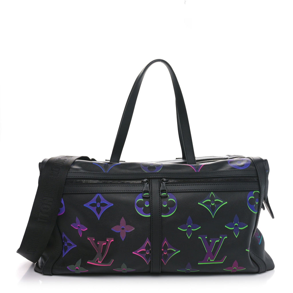 Calfskin Monogram Spotlight Comet Meteor Travel Bag 50 Black Borealis