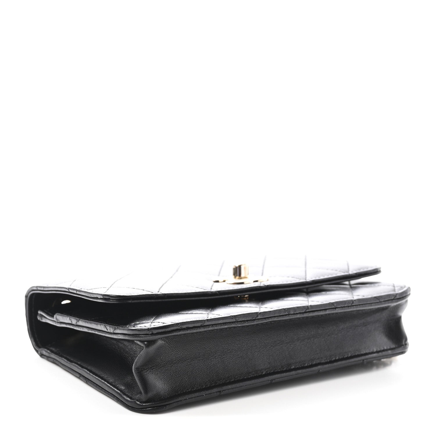 Lambskin Quilted Trendy CC Wallet On Chain WOC Black
