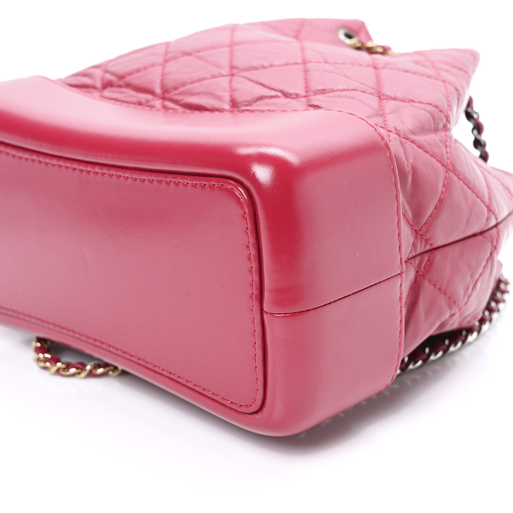 Aged Calfskin Quilted Small Gabrielle Backpack Dark Pink