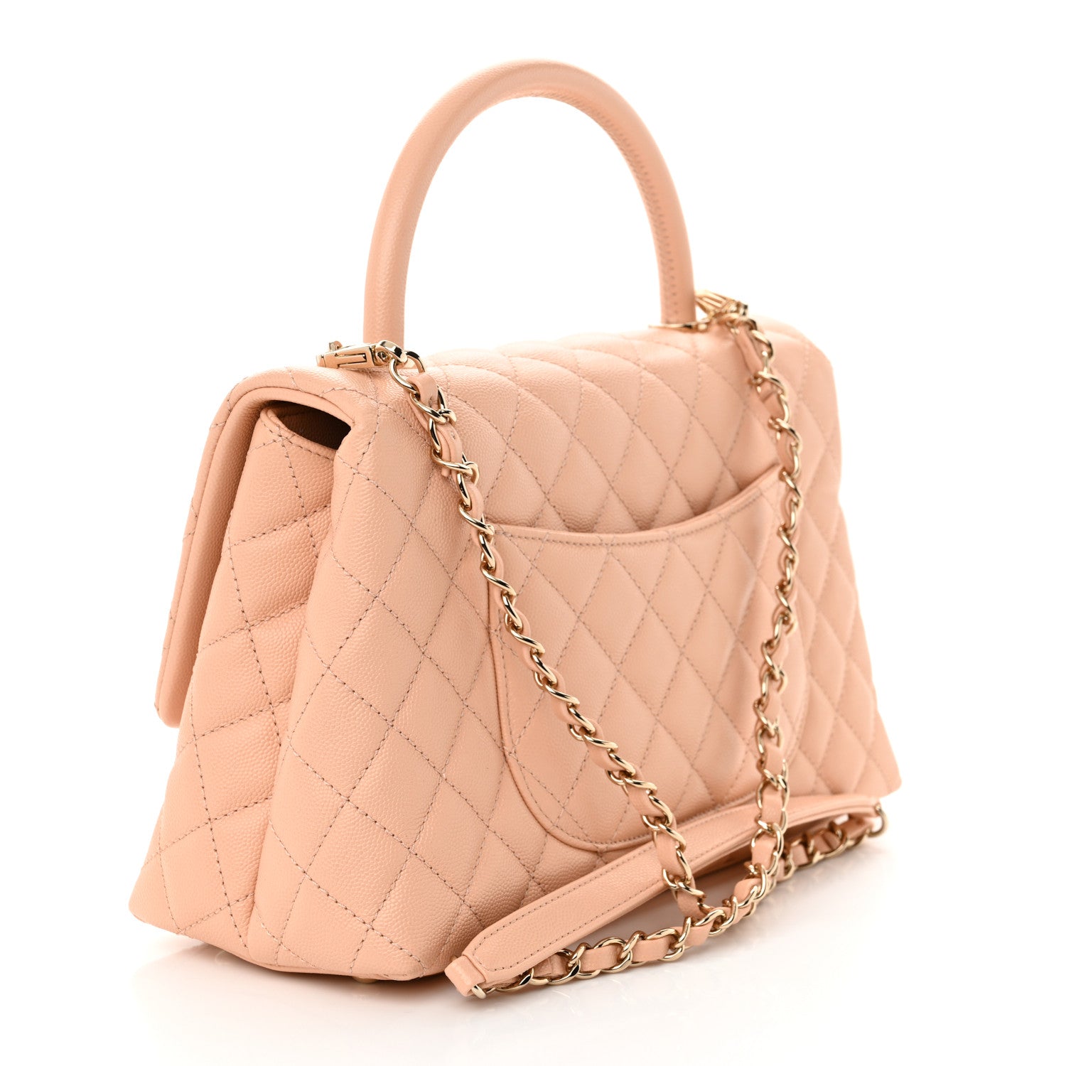 Caviar Quilted Small Coco Handle Flap Rose Clair