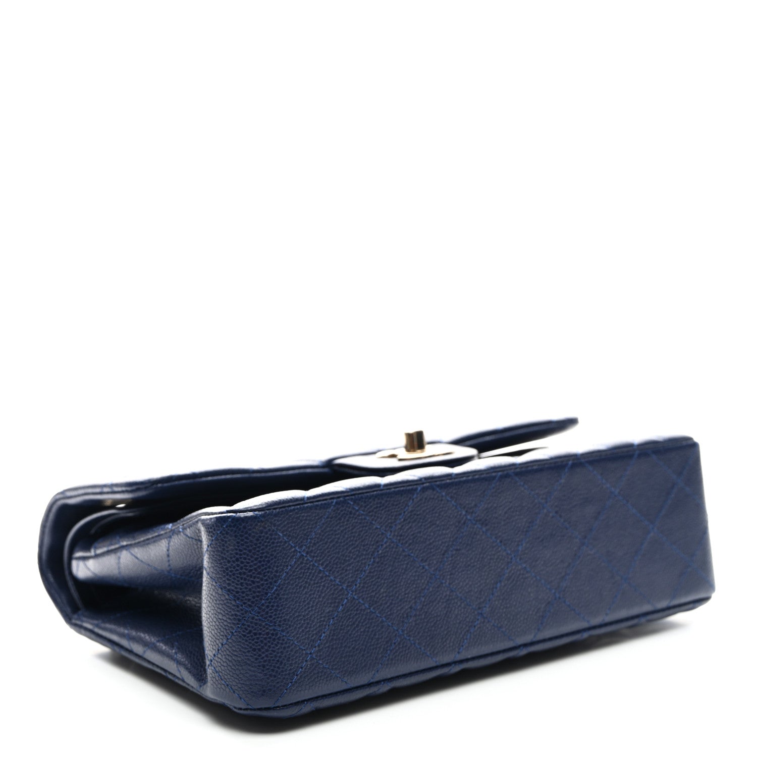 Caviar Quilted Small Double Flap Navy
