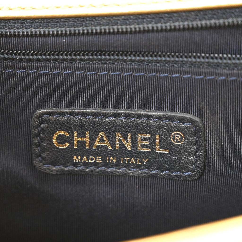 Metallic Lambskin Embossed New Medium Cube Boy Flap Gold