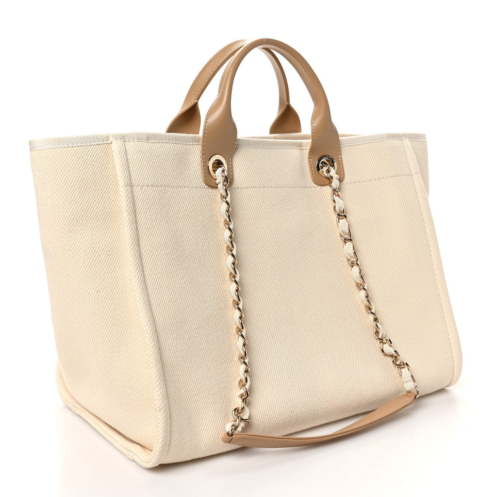 Canvas Pearl Medium Deauville Tote Ecru Beige
