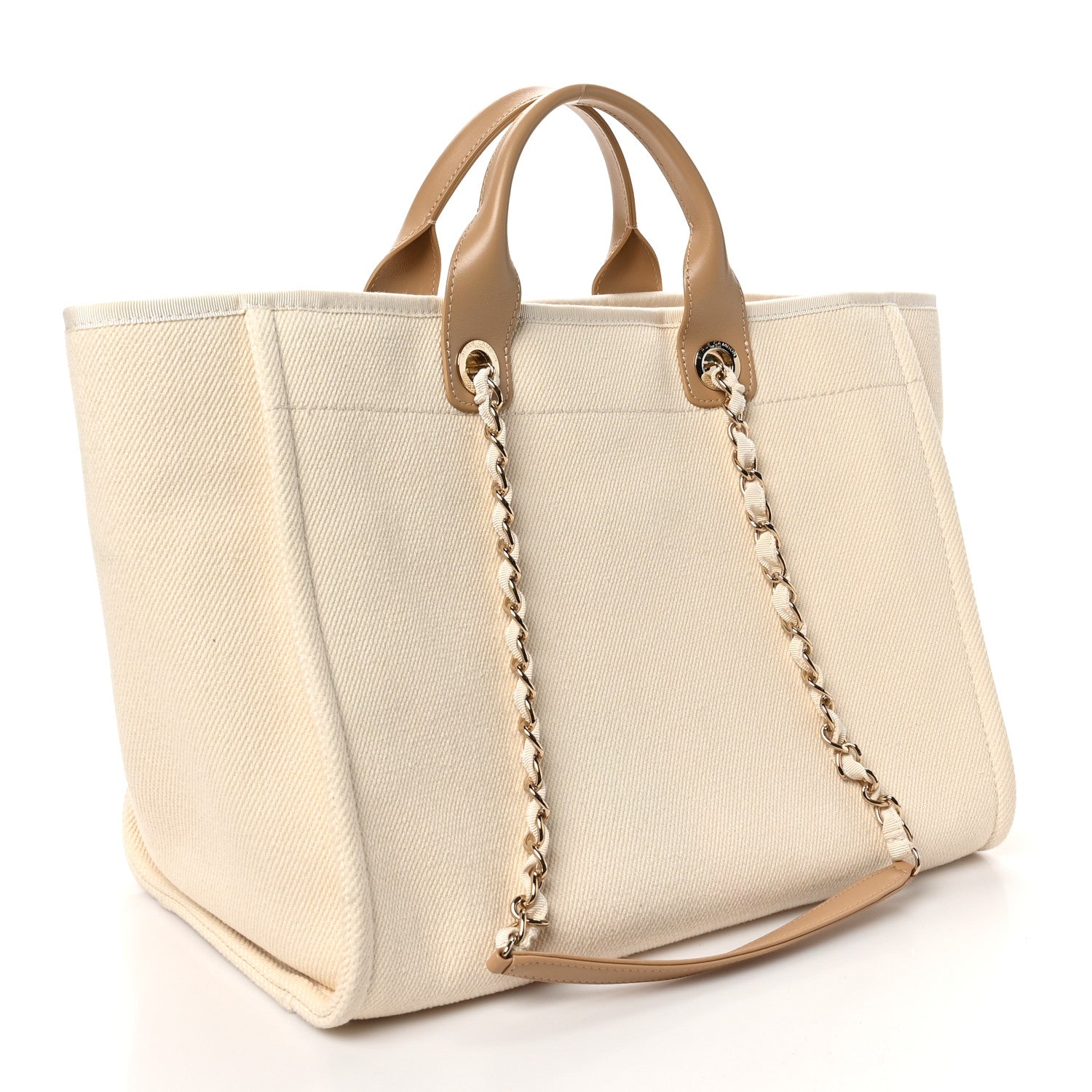 Canvas Pearl Medium Deauville Tote Ecru Beige
