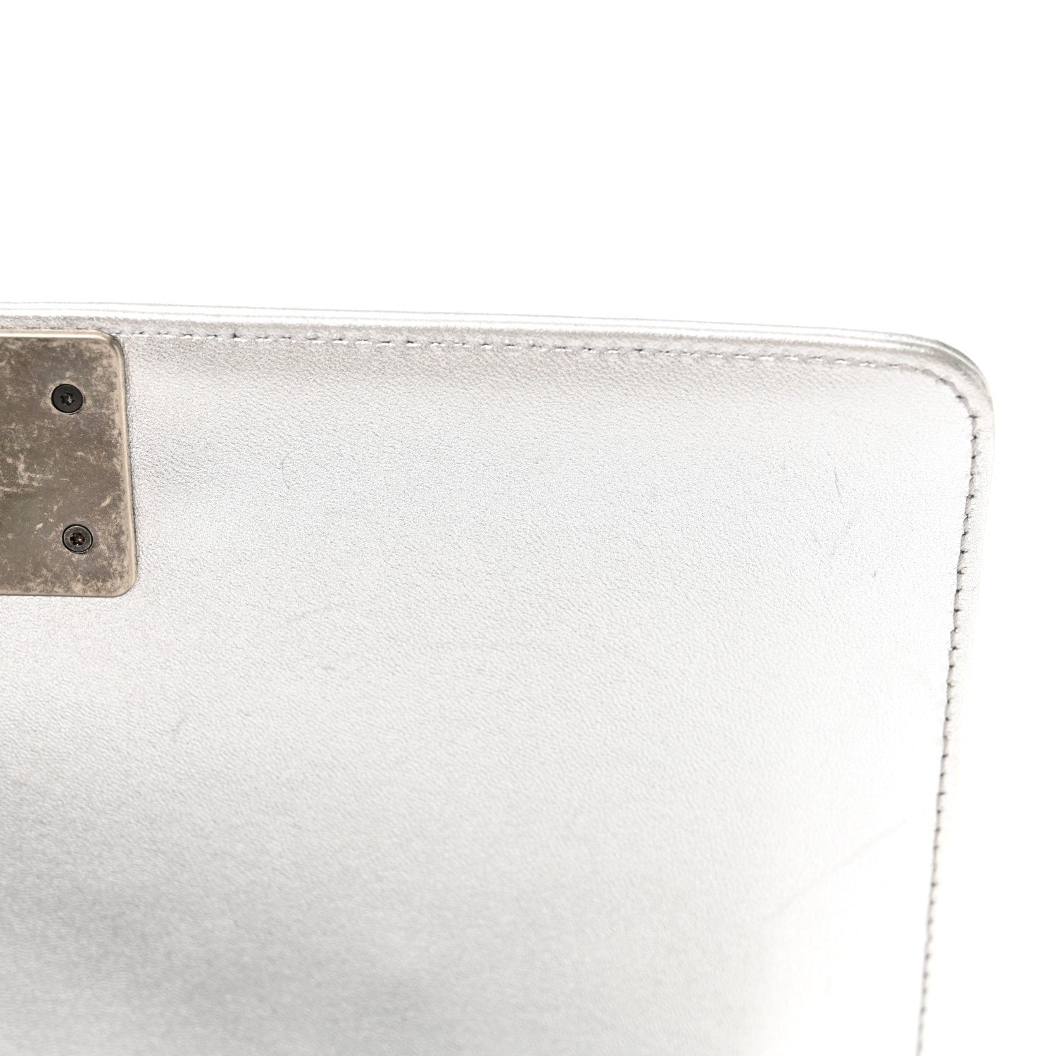 Metallic Lambskin Embellished Medium Boy Flap Silver