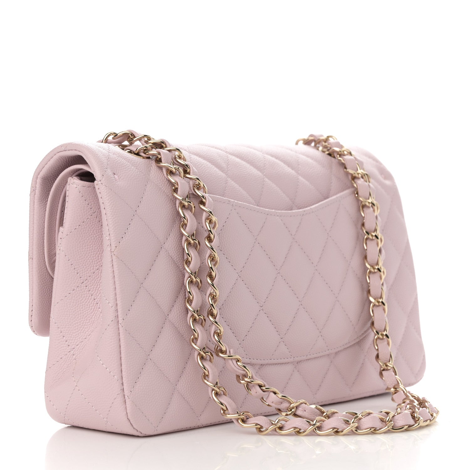 Caviar Quilted Medium Double Flap Light Pink
