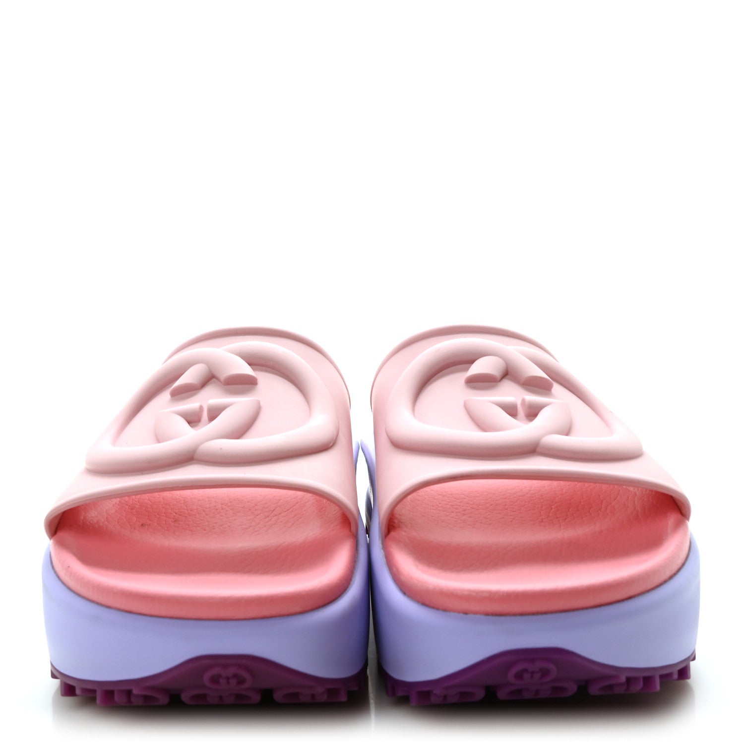 Soft Rubber Womens Interlocking G Platform 42mm Slide Sandals 36 Sugar Pink