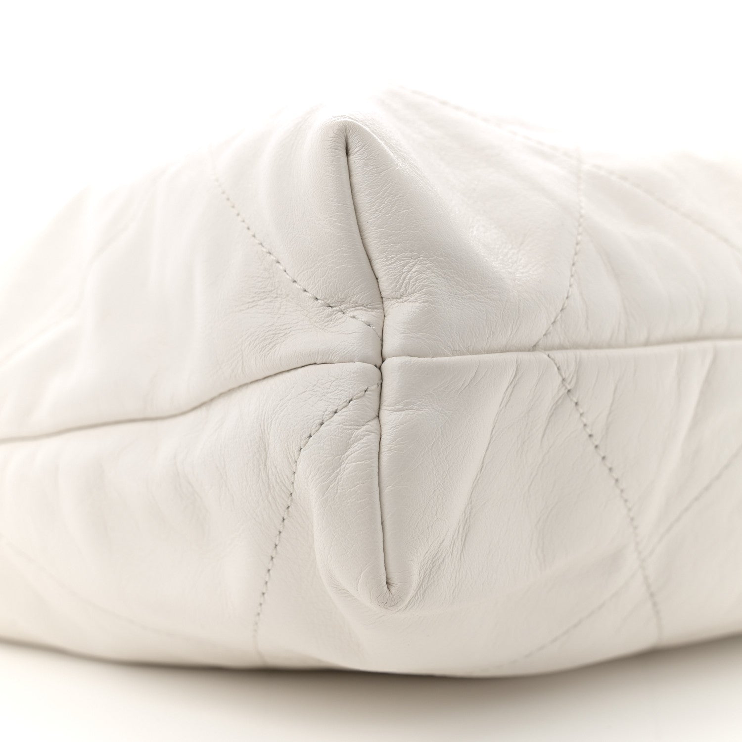 Shiny Calfskin Quilted Small Chanel 22  White