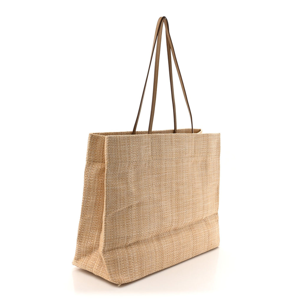 Raffia Logo Tote Naturale