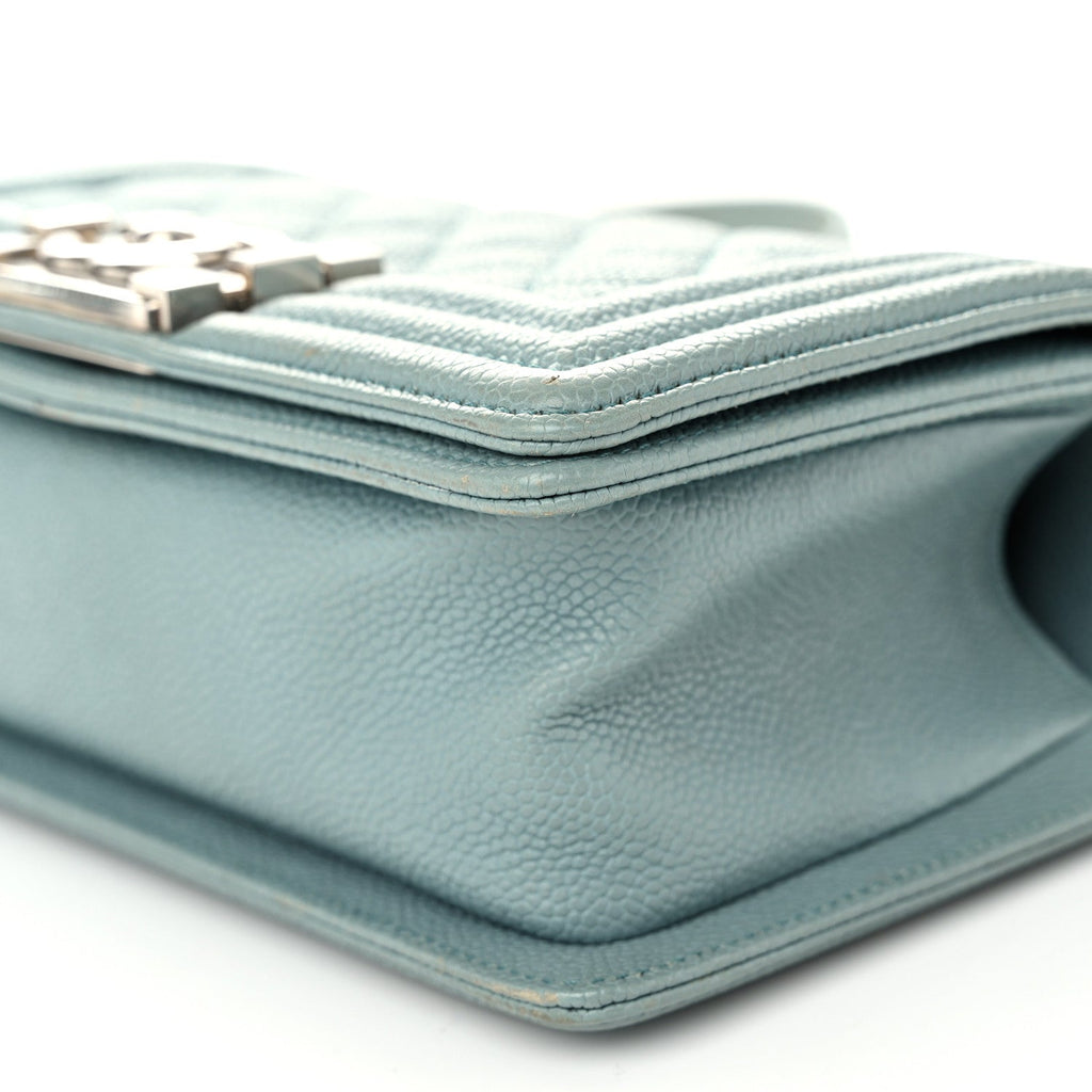 Caviar Quilted Small Boy Flap Light Blue