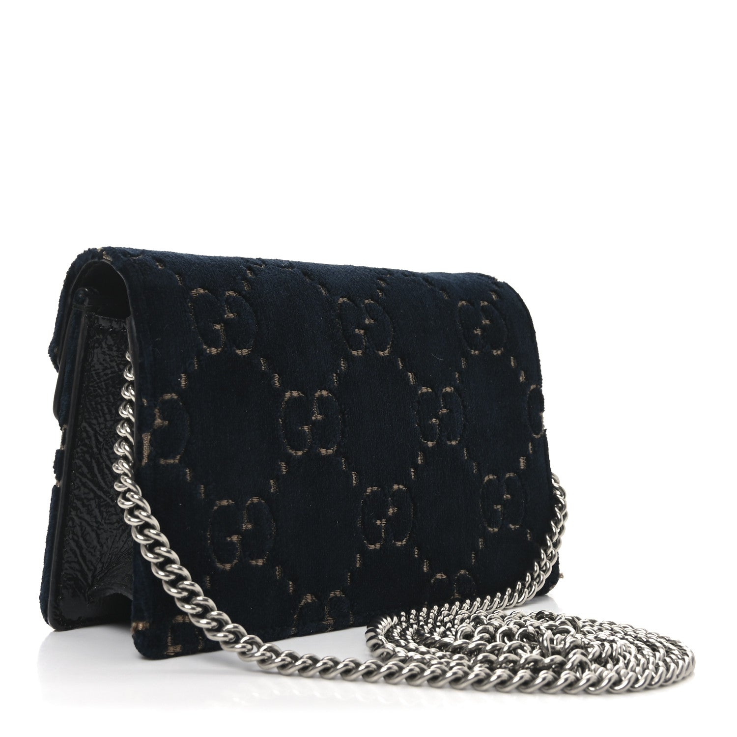 Velvet GG Monogram Super Mini Dionysus Shoulder Bag Blue Beige Black