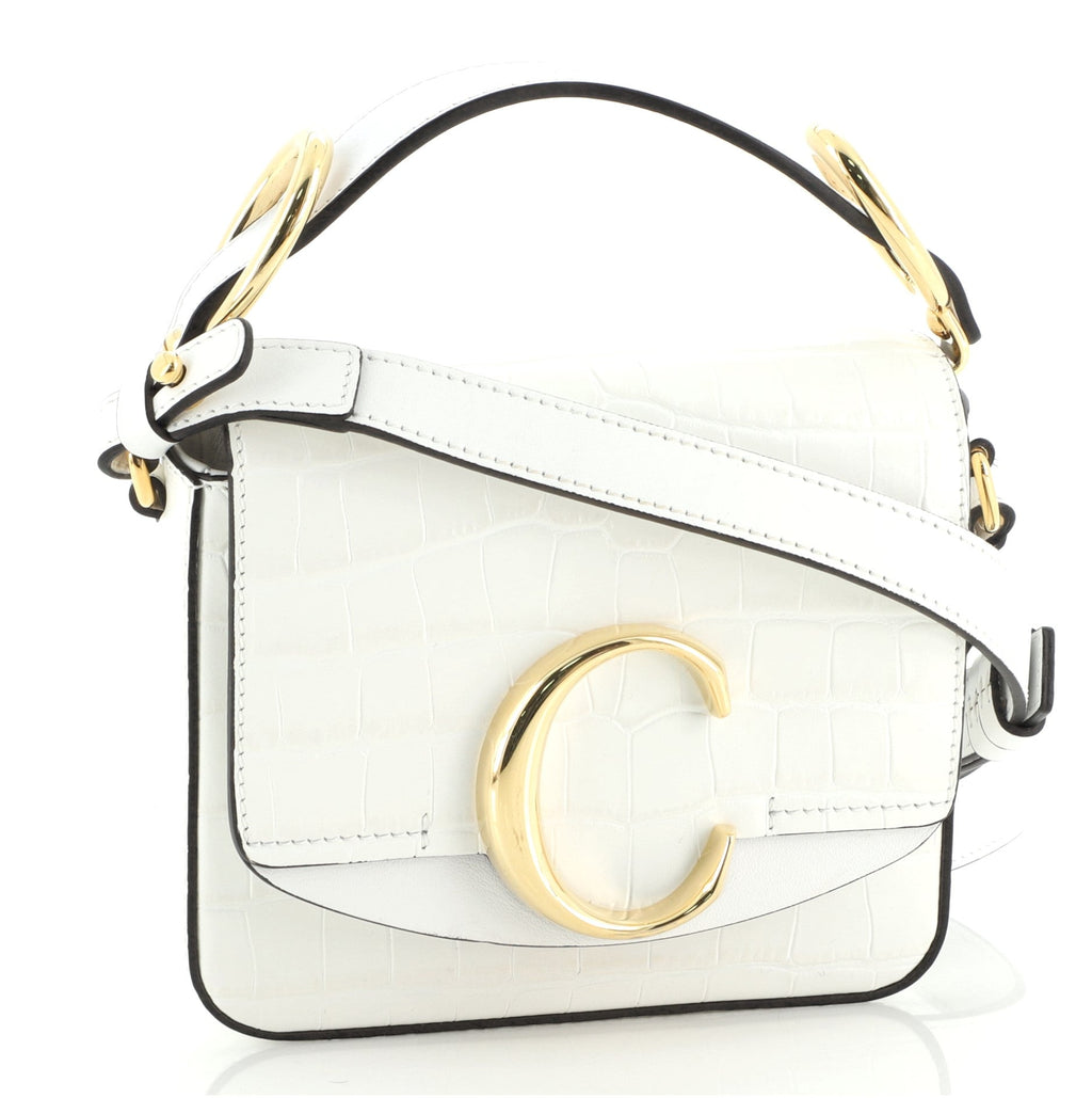 C Crossbody Bag Crocodile Embossed Leather Mini