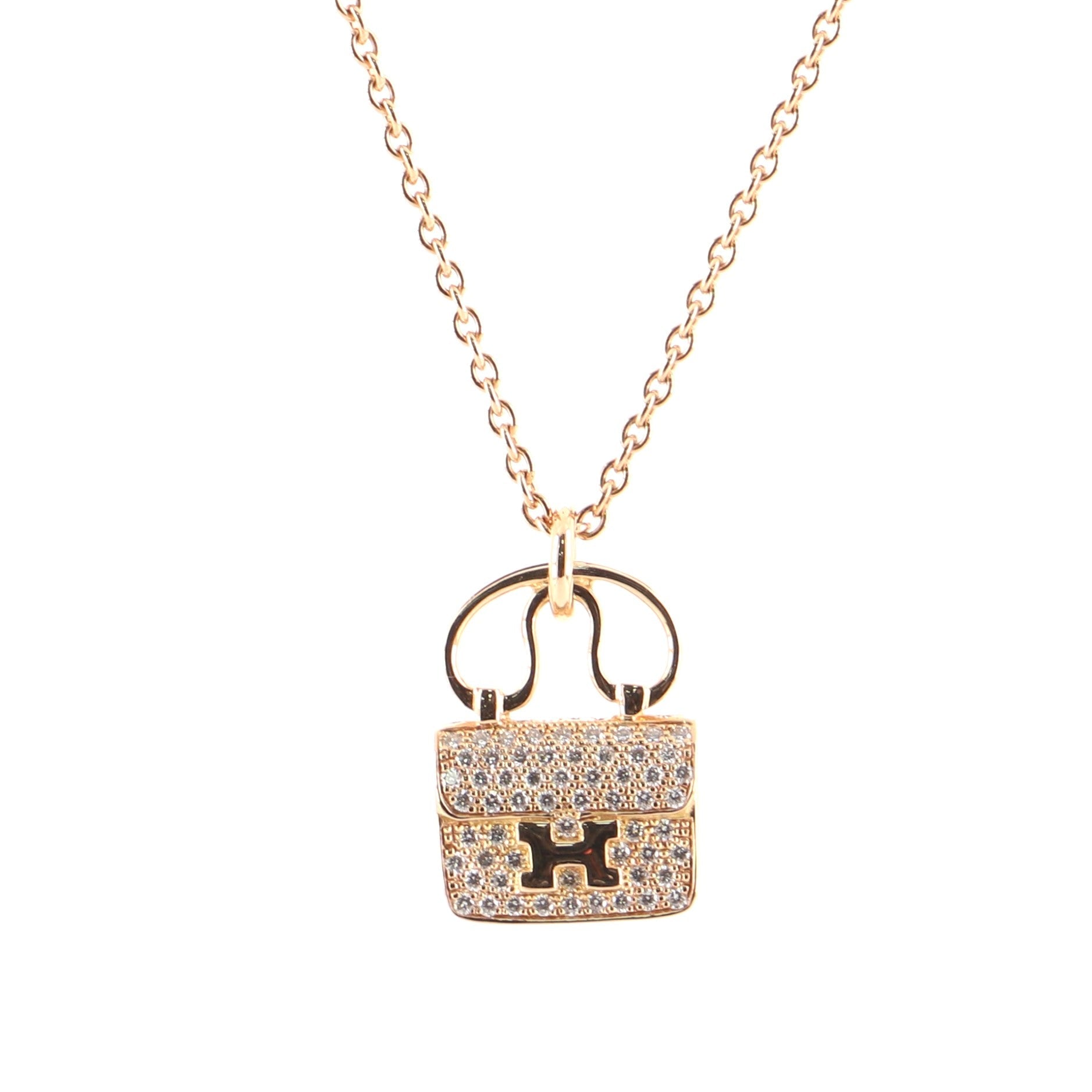 Constance Amulette Pendant Necklace 18K Rose Gold and Diamonds
