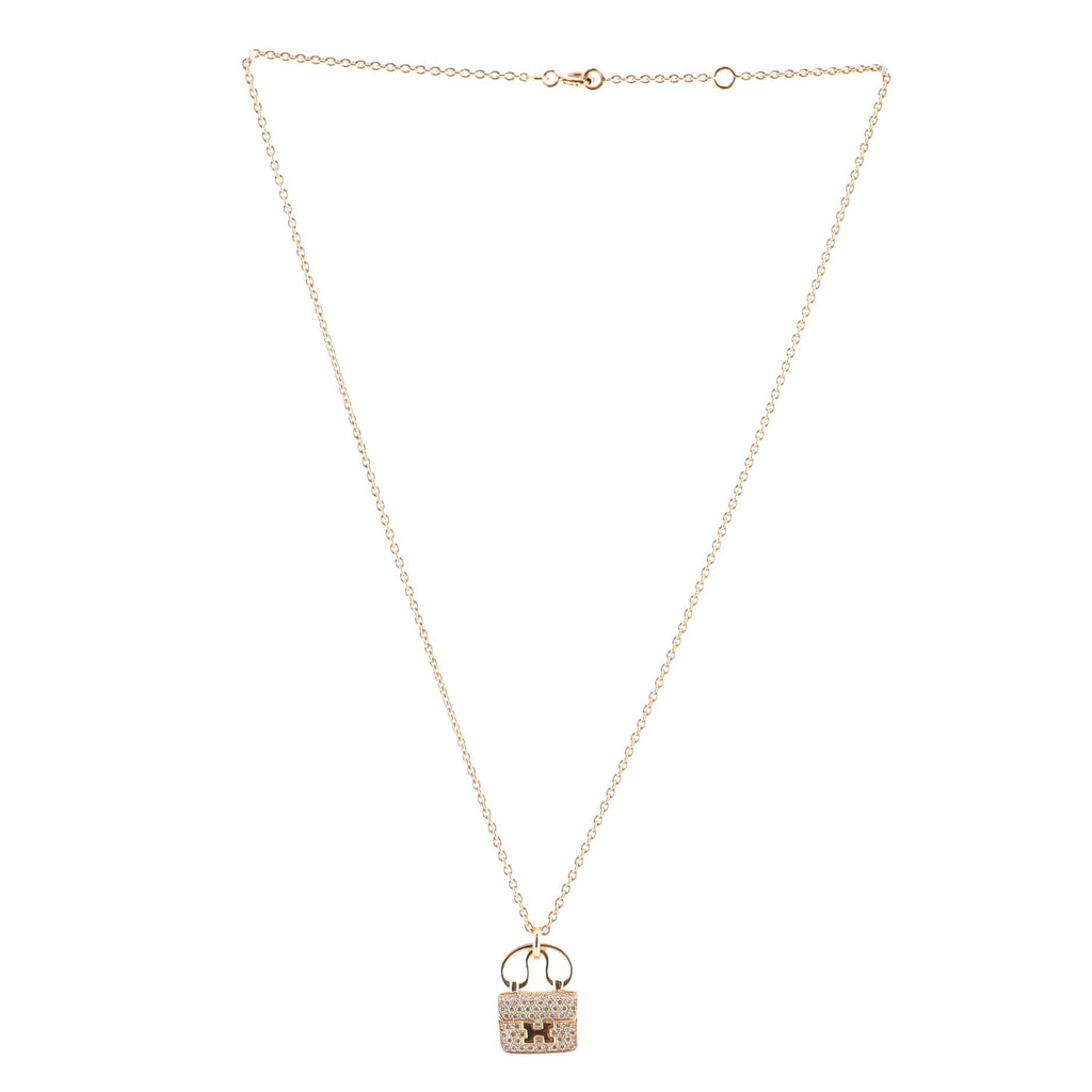 Constance Amulette Pendant Necklace 18K Rose Gold and Diamonds