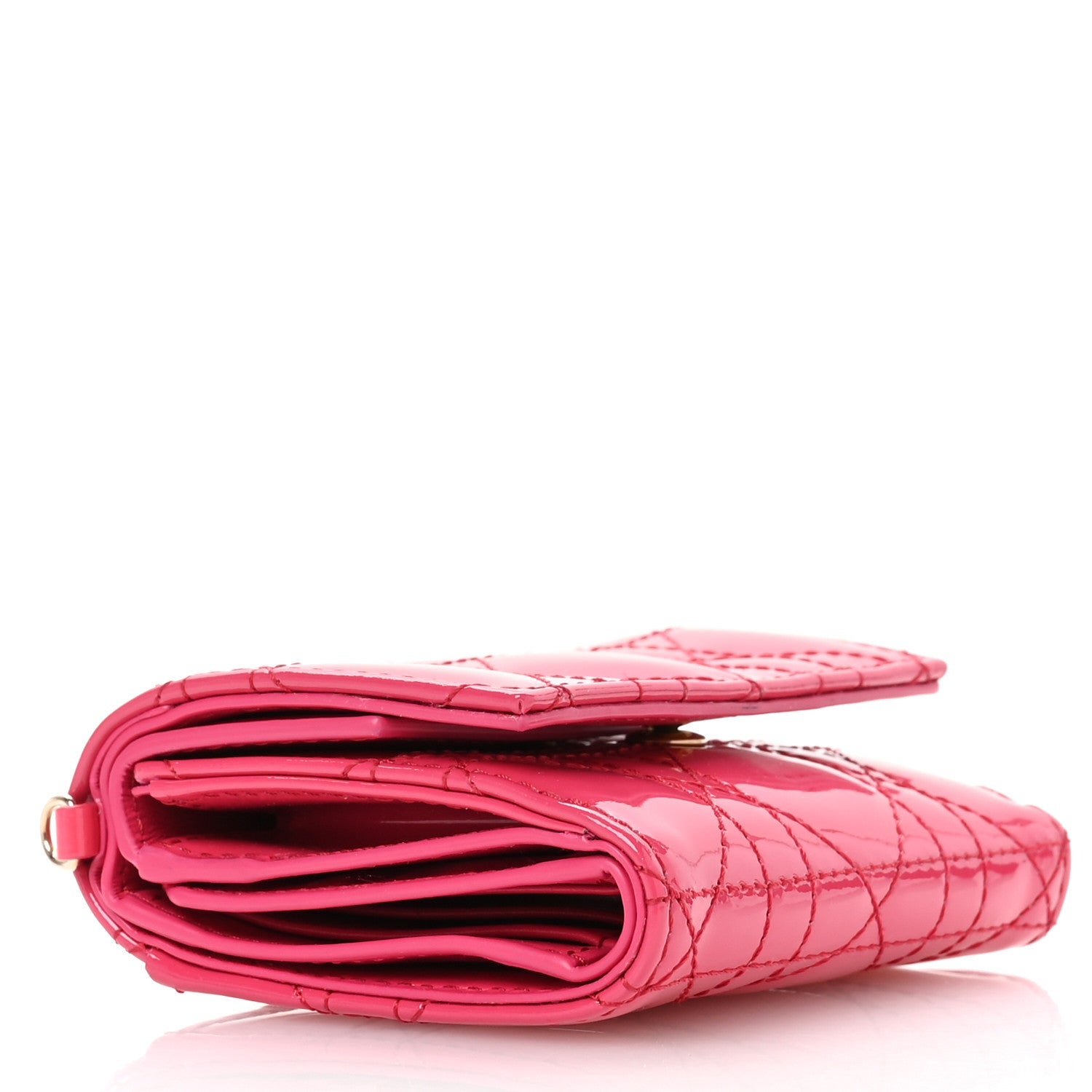 Patent Cannage Lady Dior Medium Wallet Passion Pink