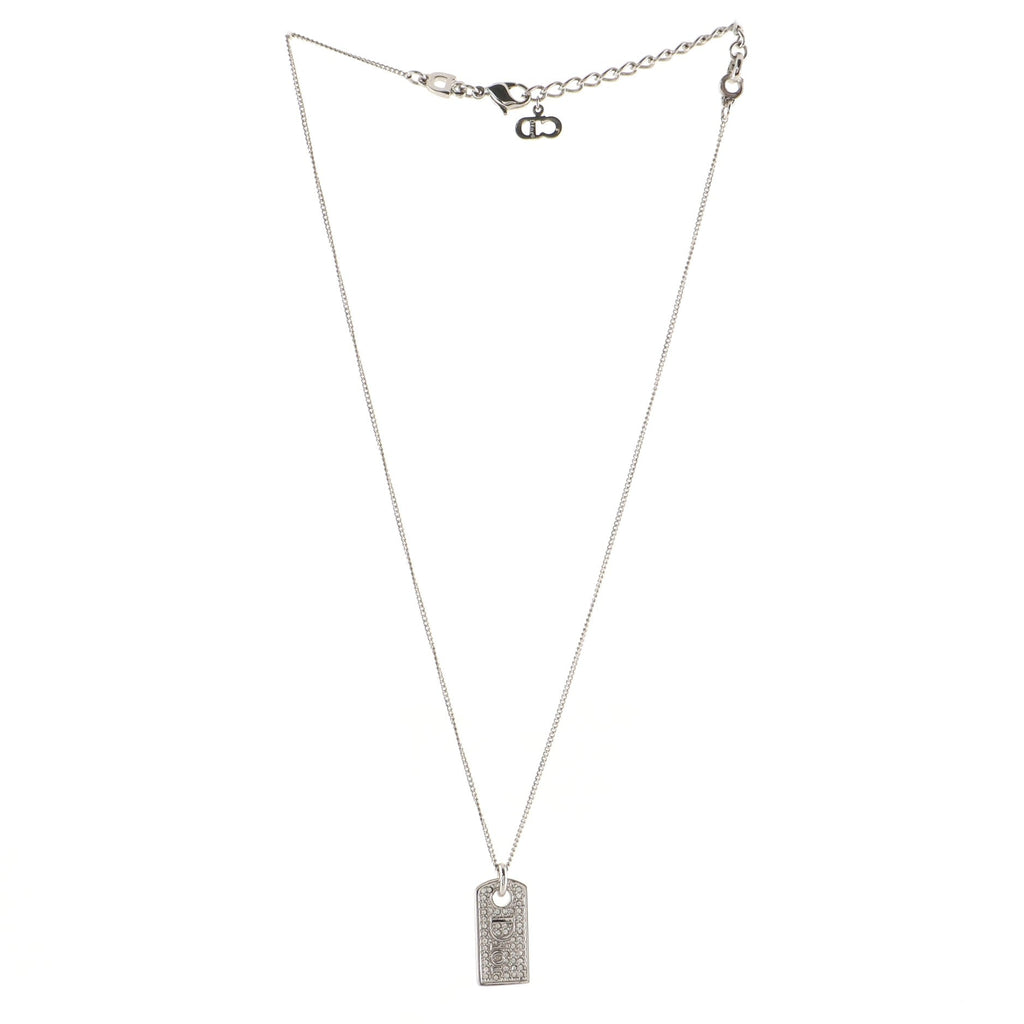 Vintage Logo Dog Tag Necklace Metal with Crystals