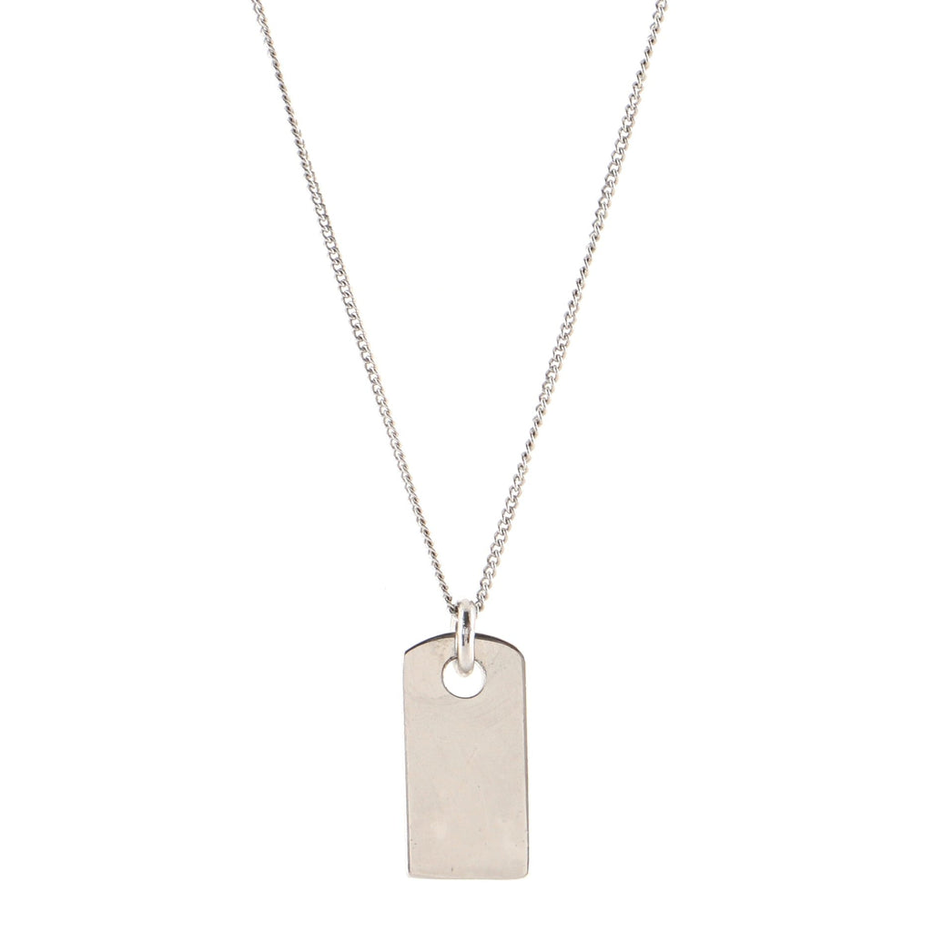 Vintage Logo Dog Tag Necklace Metal with Crystals