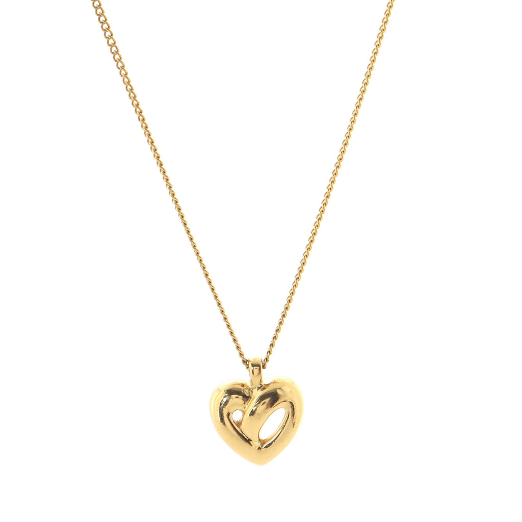 Vintage Cut Out Heart Pendant Necklace Metal