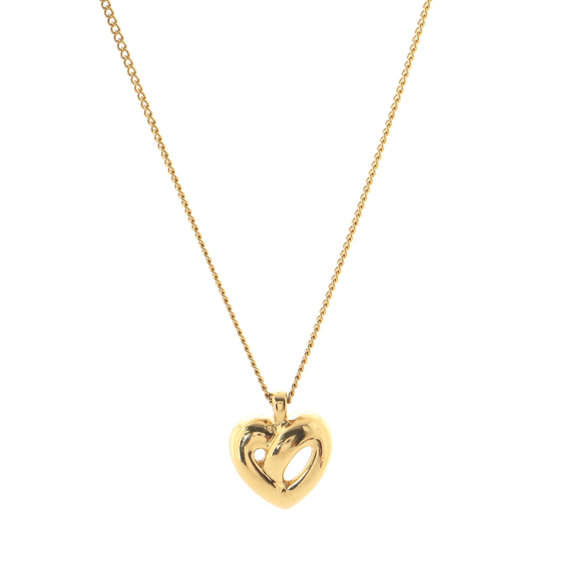 Vintage Cut Out Heart Pendant Necklace Metal