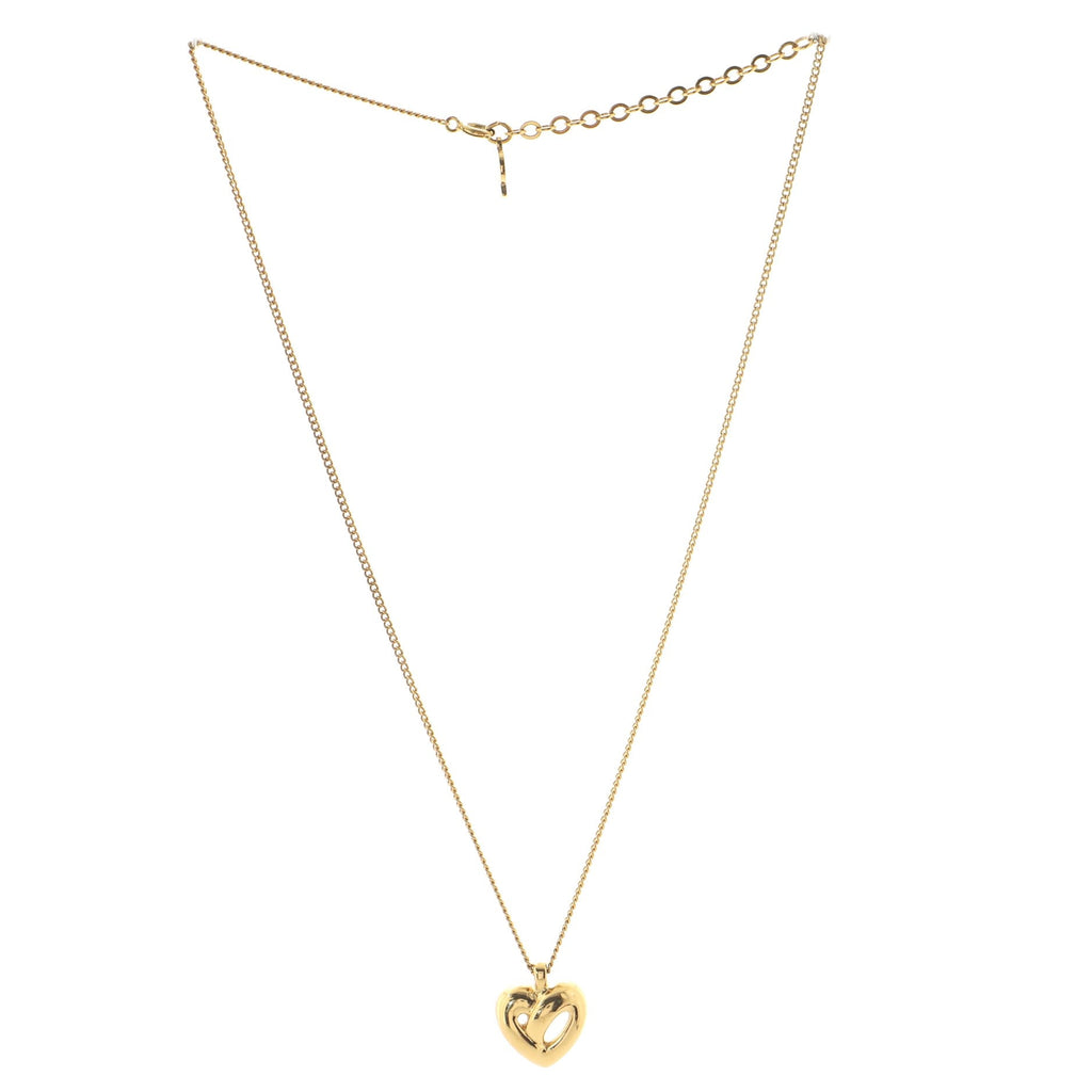 Vintage Cut Out Heart Pendant Necklace Metal