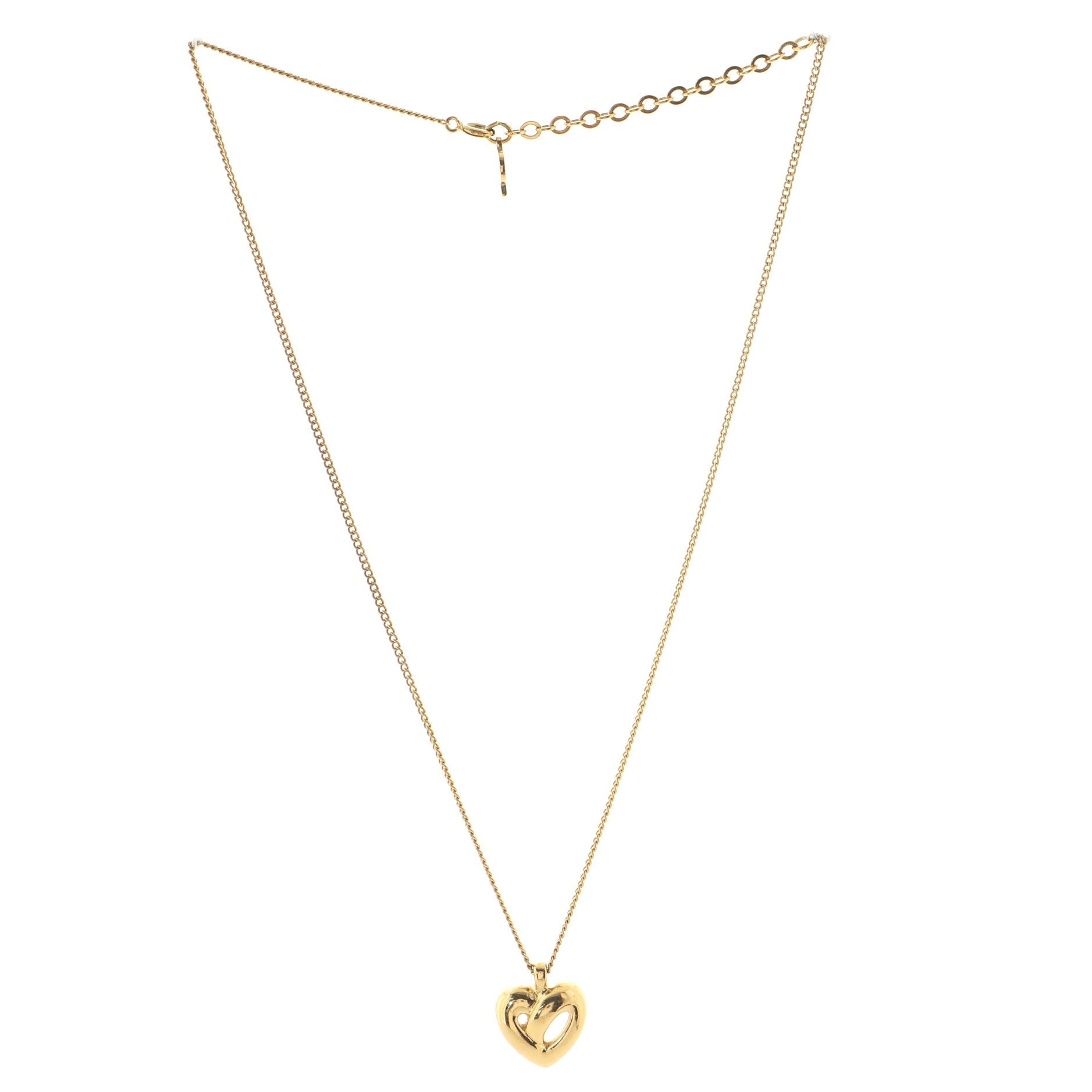 Vintage Cut Out Heart Pendant Necklace Metal