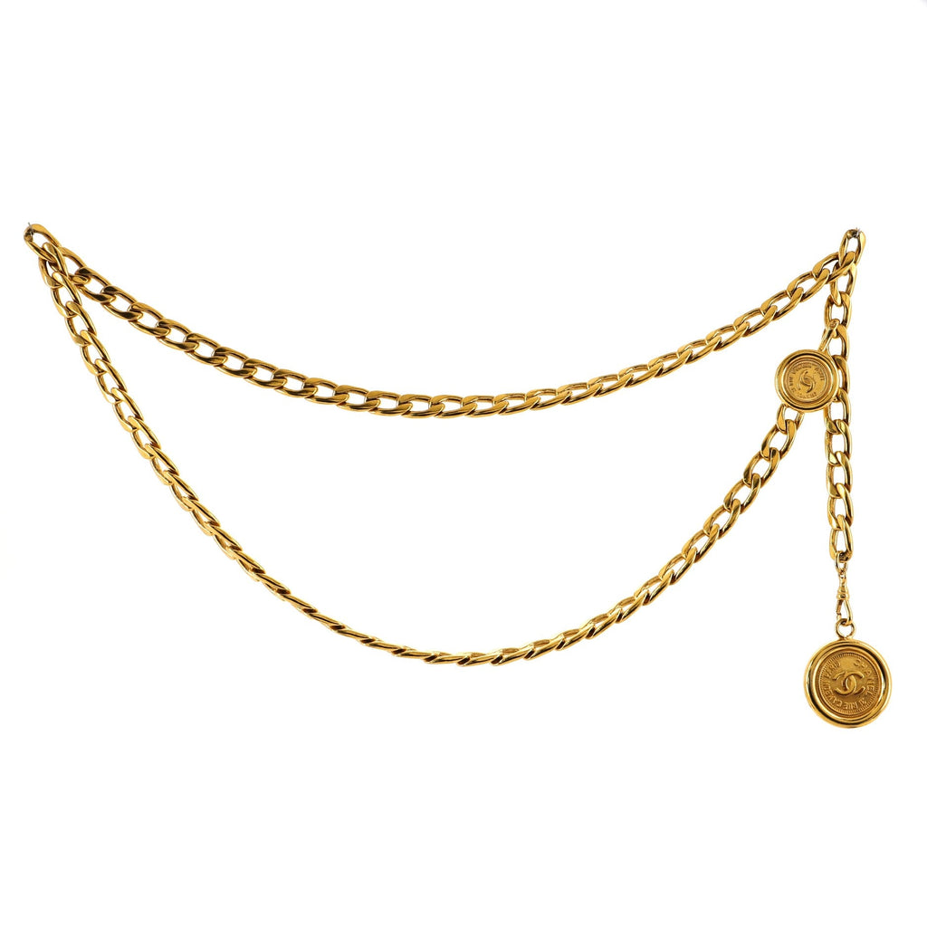 Vintage Medallion Chain Belt Metal 95