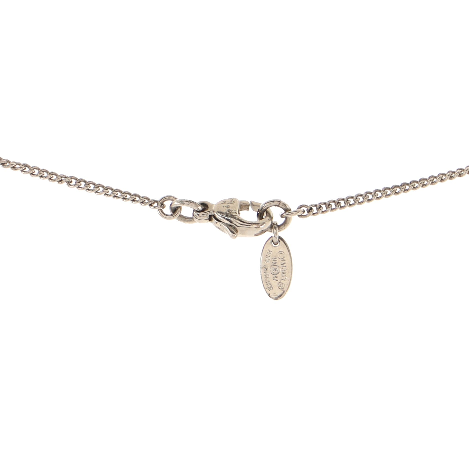 CC Long Pendant Necklace Crystal and Metal