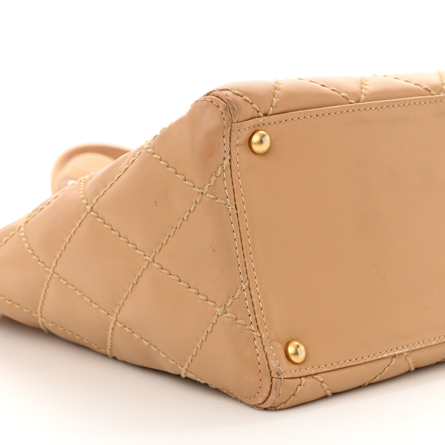 Calfskin Wild Stitch Medium Tote Beige