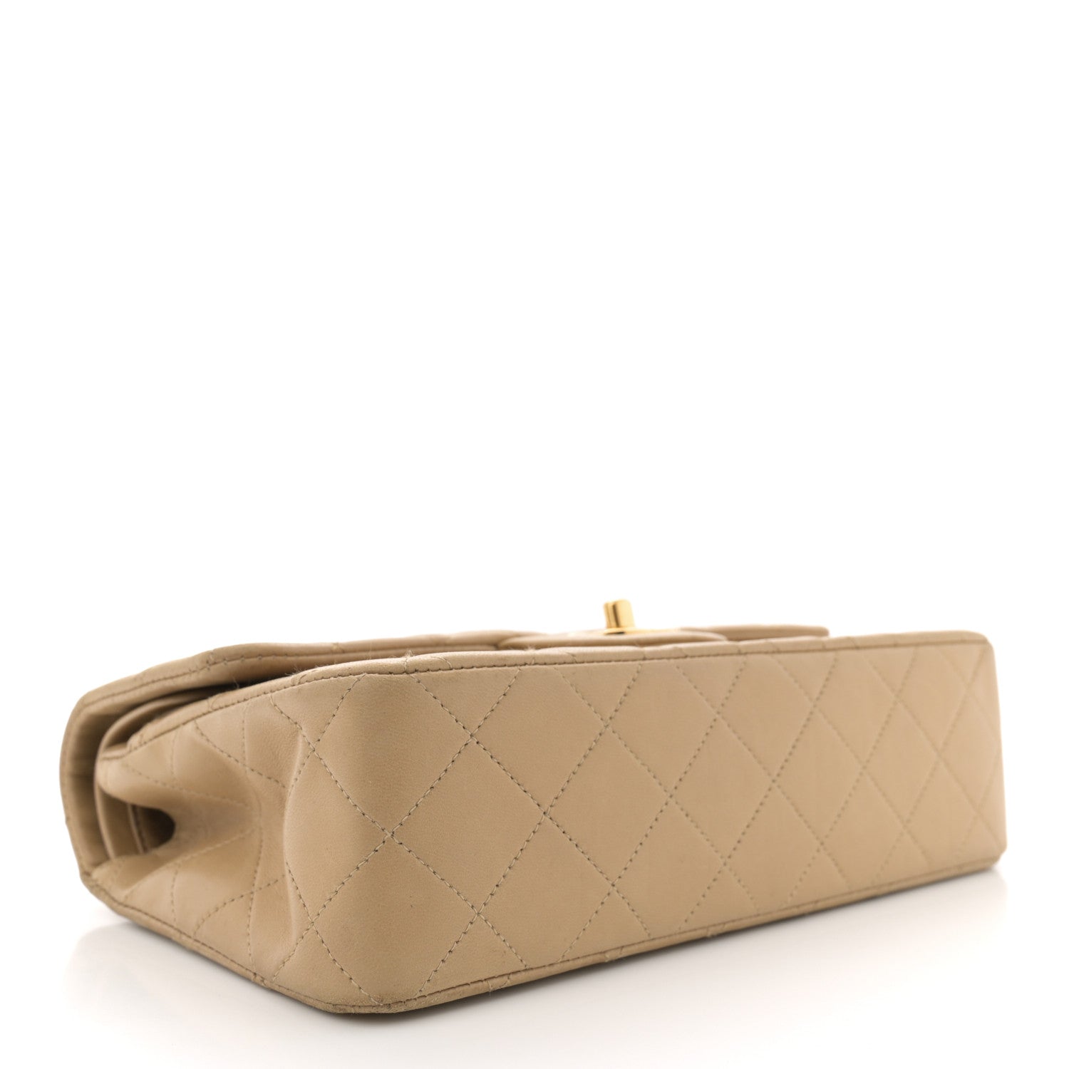 Lambskin Quilted Small Double Flap Beige