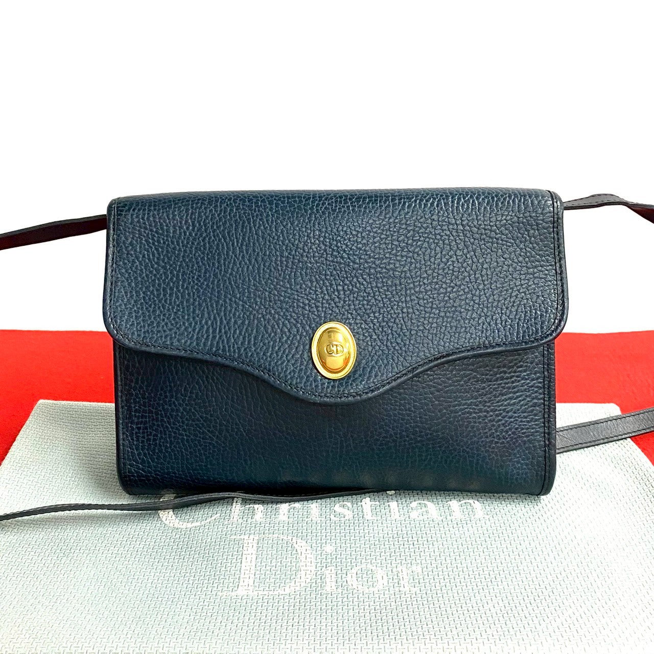 Christian Dior CD Logo Leather Shoulder Bag