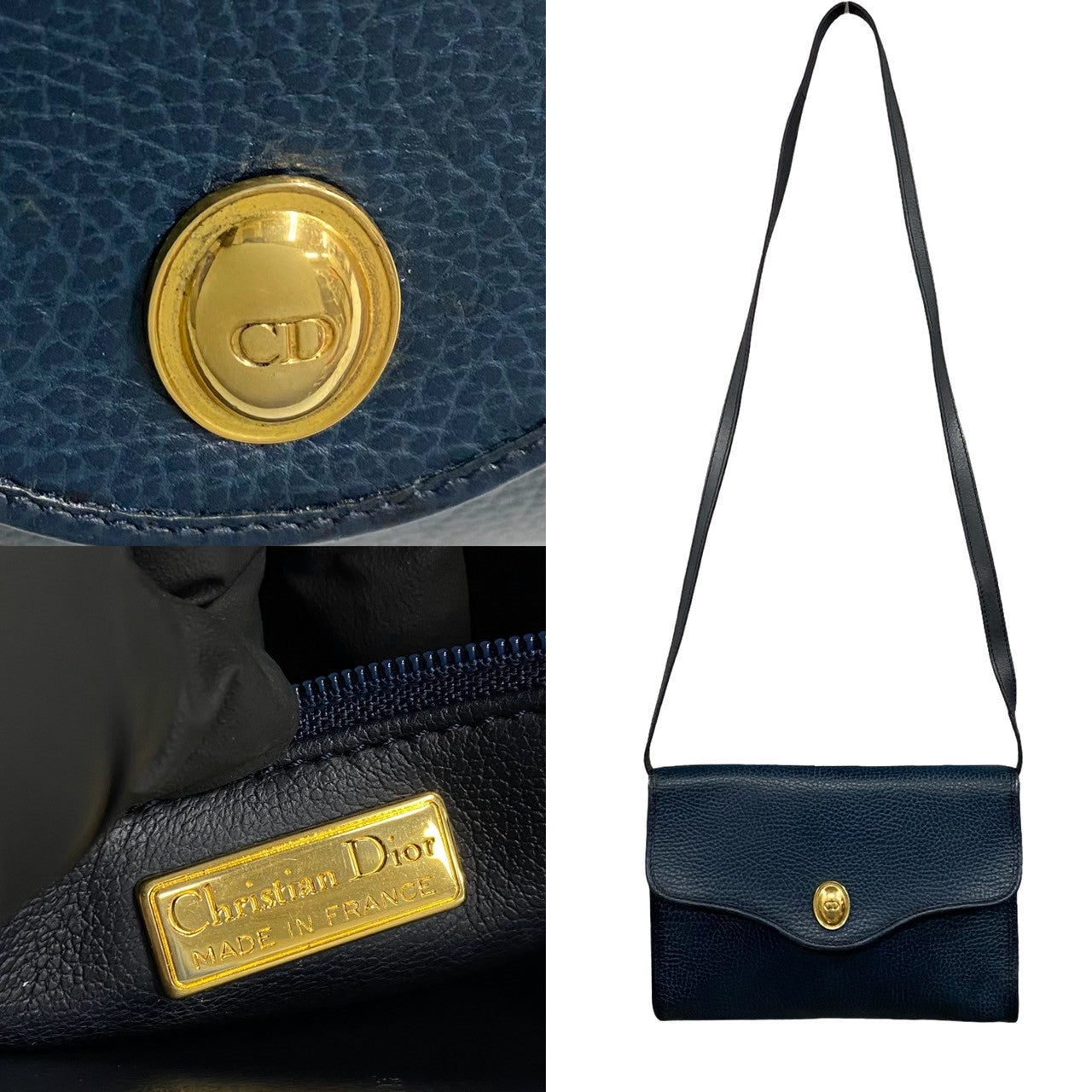 Christian Dior CD Logo Leather Shoulder Bag