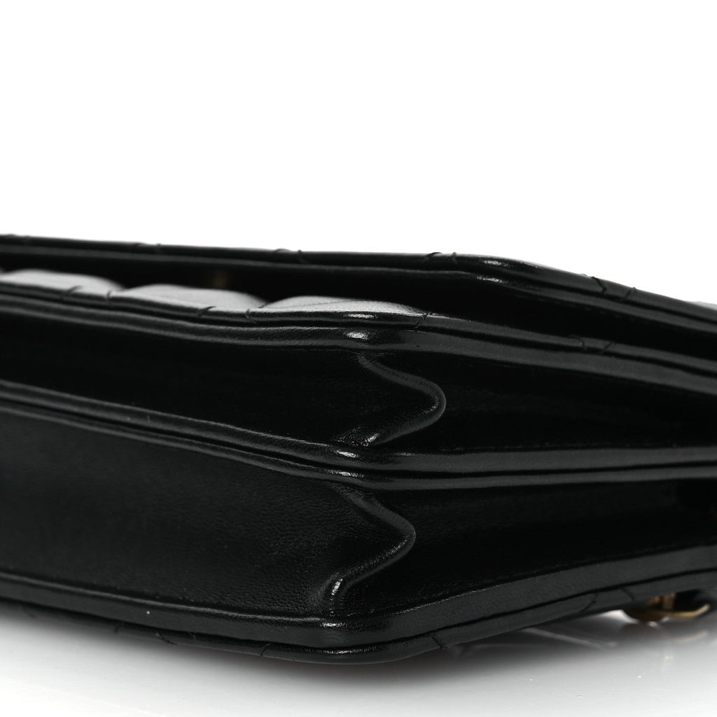 Lambskin Quilted CC Pearl Enamel Clutch on Chain WOC Black