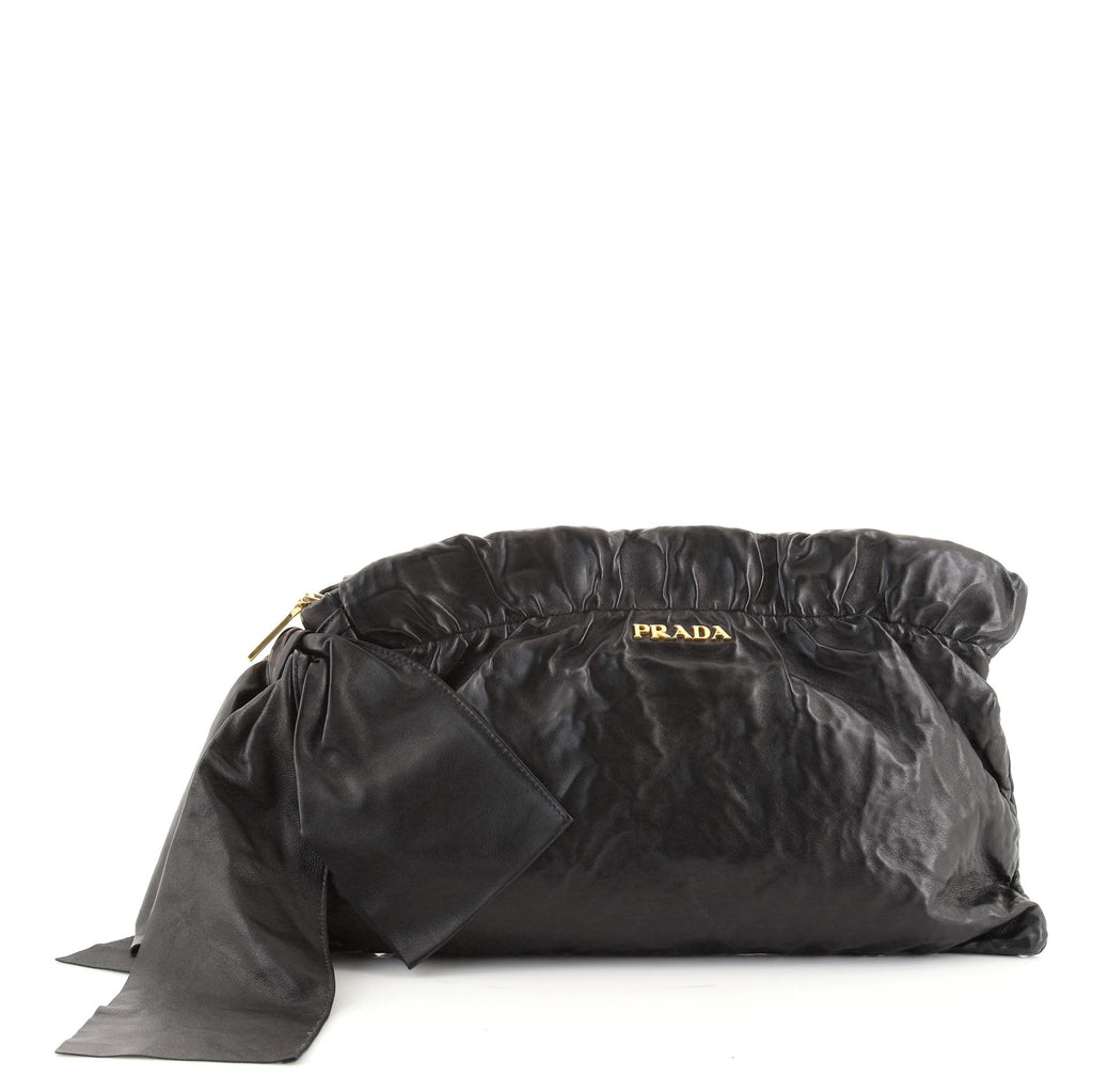 Bow Zip Clutch Nappa Antique Large