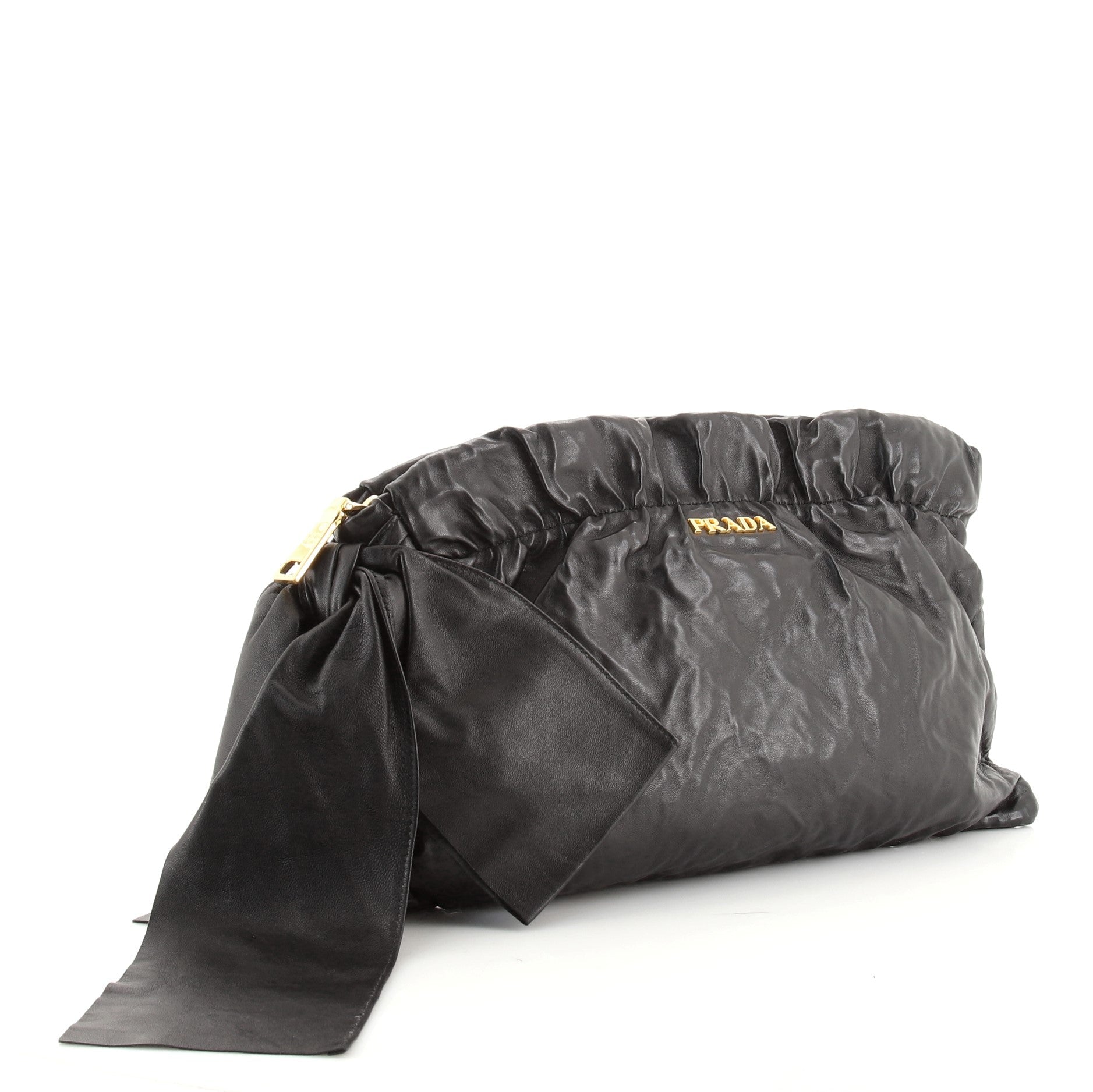 Bow Zip Clutch Nappa Antique Large
