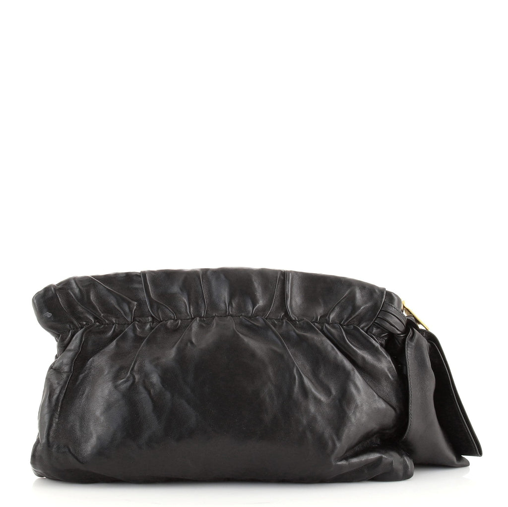 Bow Zip Clutch Nappa Antique Large