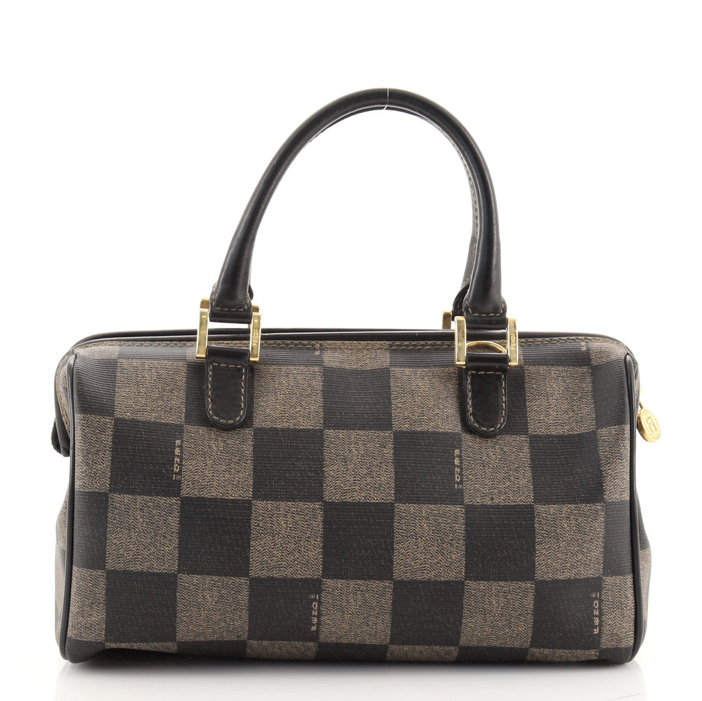 Vintage Convertible Boston Bag Check Coated Canvas Mini