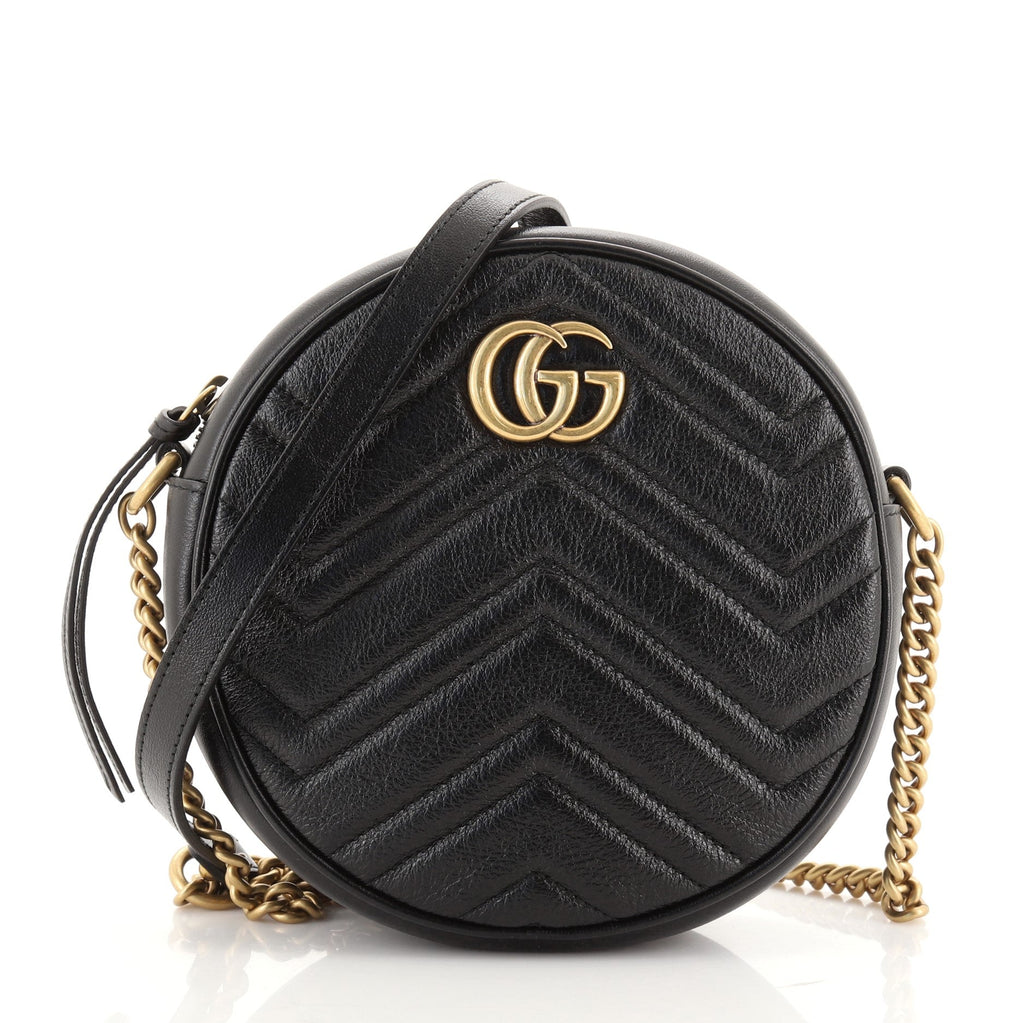 GG Marmont Round Shoulder Bag Matelasse Leather Mini