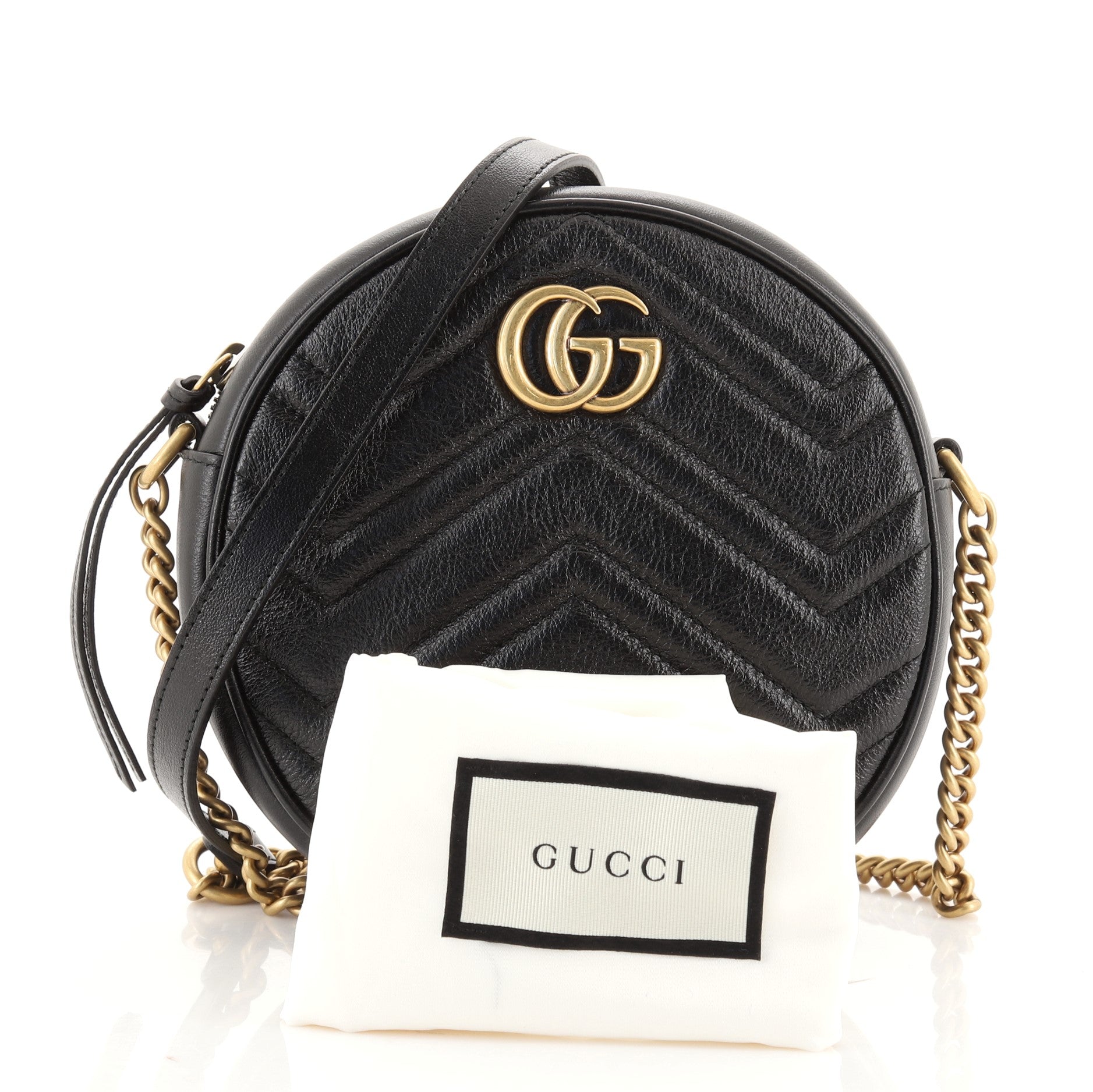 GG Marmont Round Shoulder Bag Matelasse Leather Mini