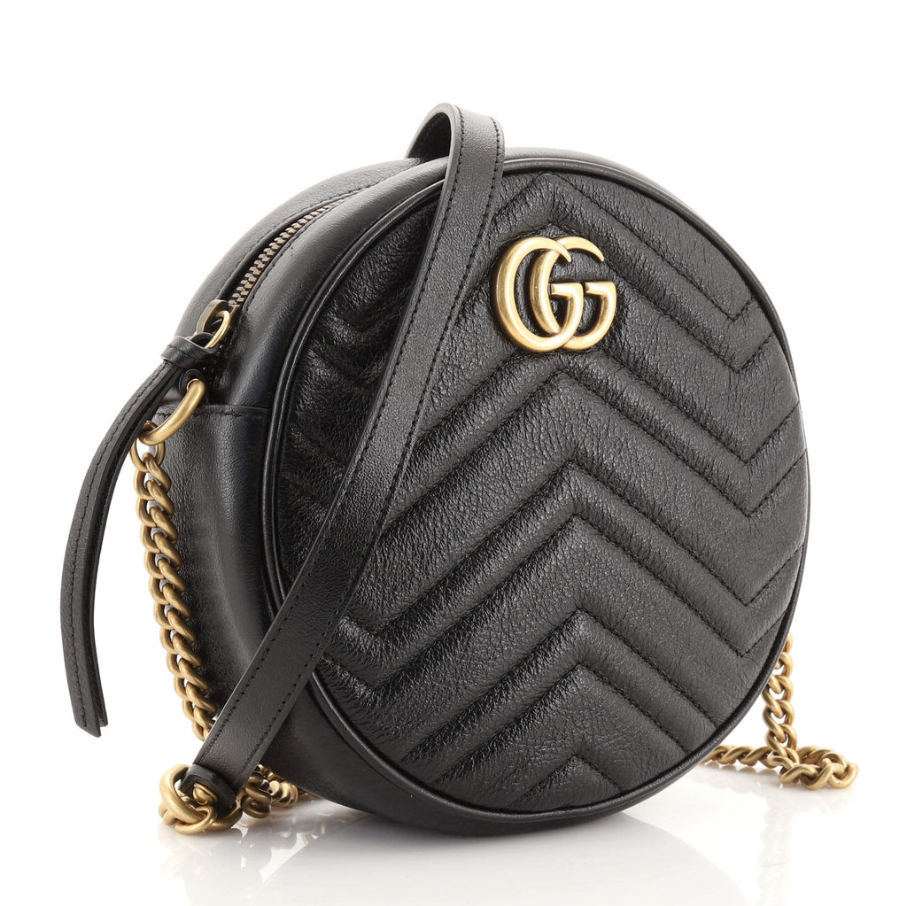 GG Marmont Round Shoulder Bag Matelasse Leather Mini