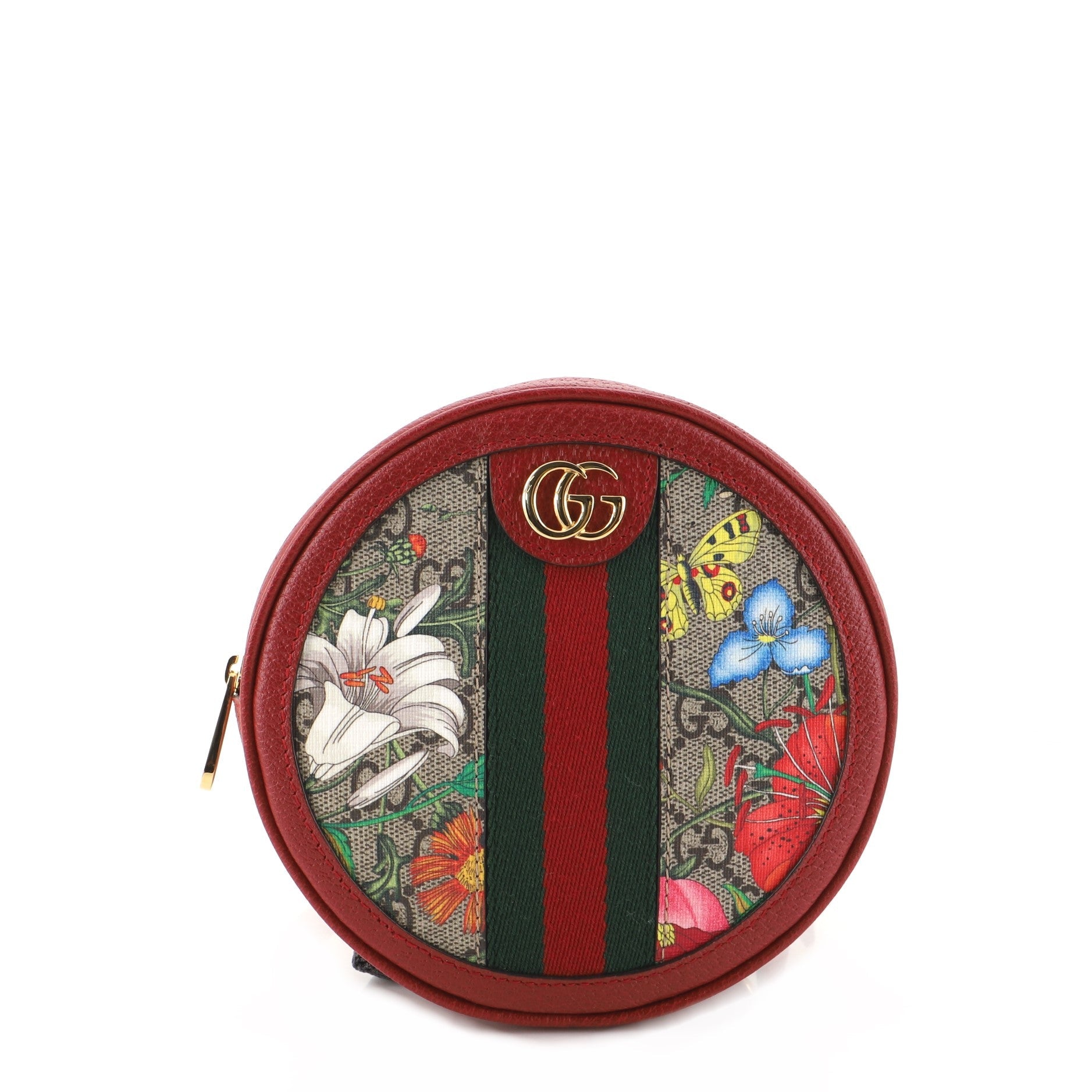 Ophidia Round Shoulder Bag Flora GG Coated Canvas Mini