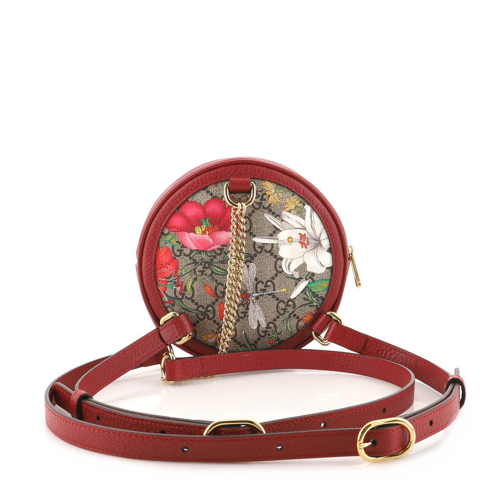 Ophidia Round Shoulder Bag Flora GG Coated Canvas Mini