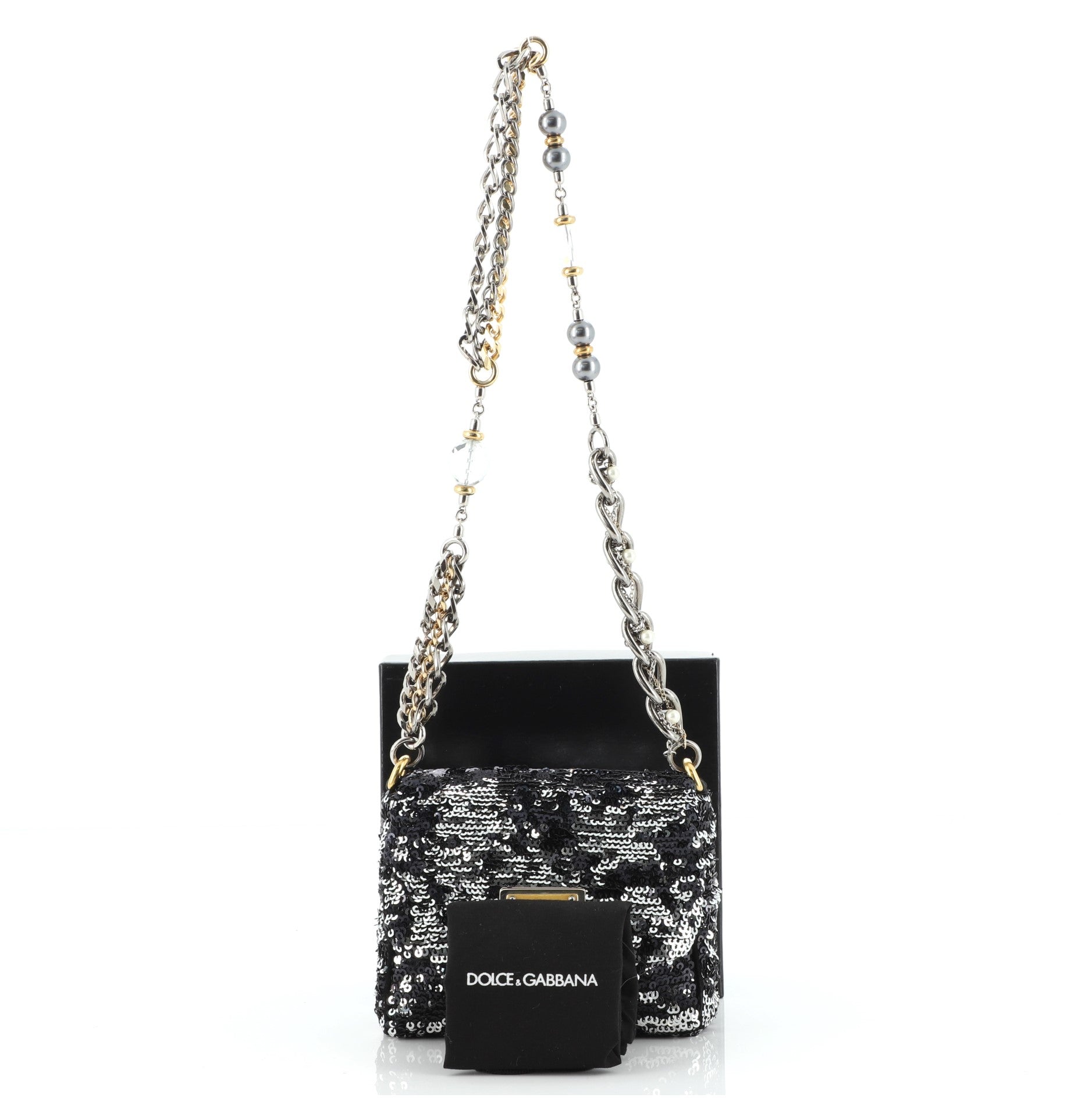 Miss Charles Flap Shoulder Bag Sequins Mini