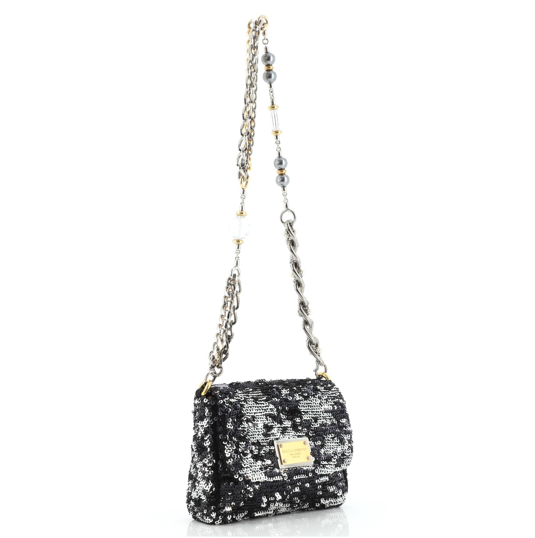 Miss Charles Flap Shoulder Bag Sequins Mini
