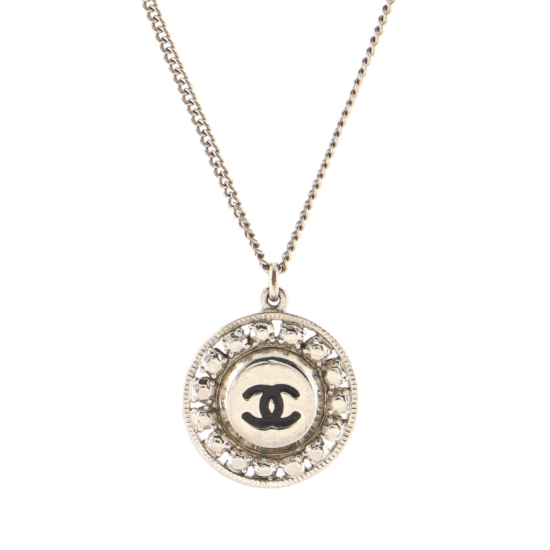 CC Medallion Necklace Metal Small