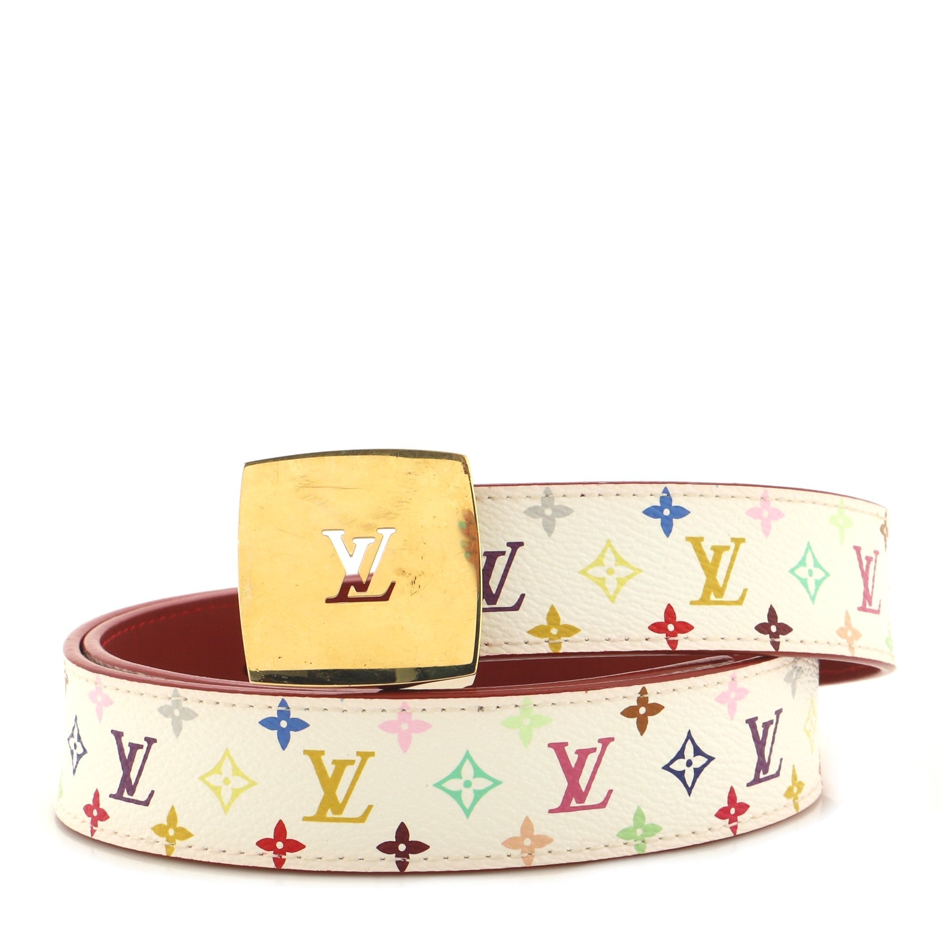 Ceinture Carre Belt Monogram Multicolor Thin 75