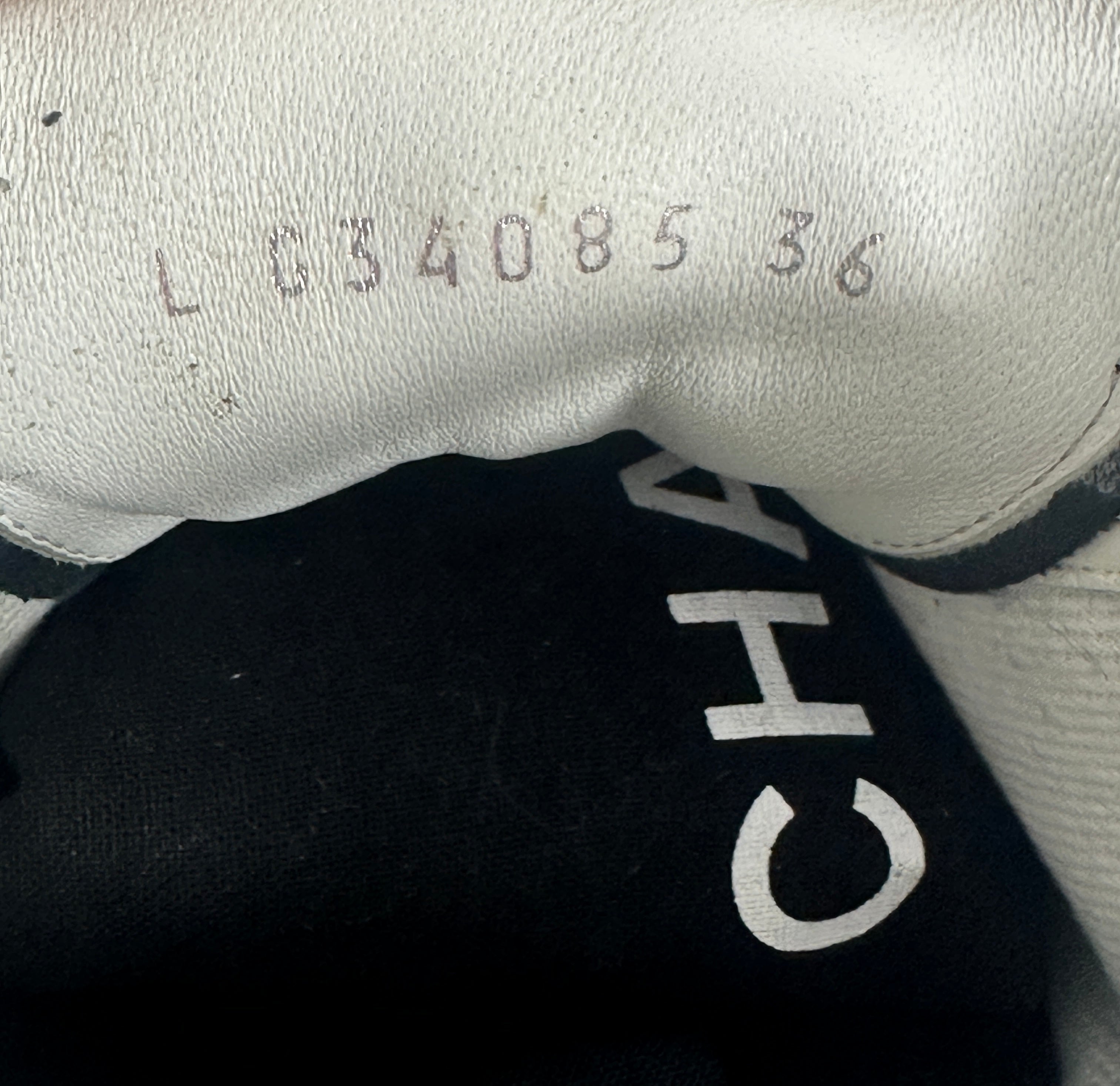 Chanel Black Leather and White Logo Court Sneakers - 36