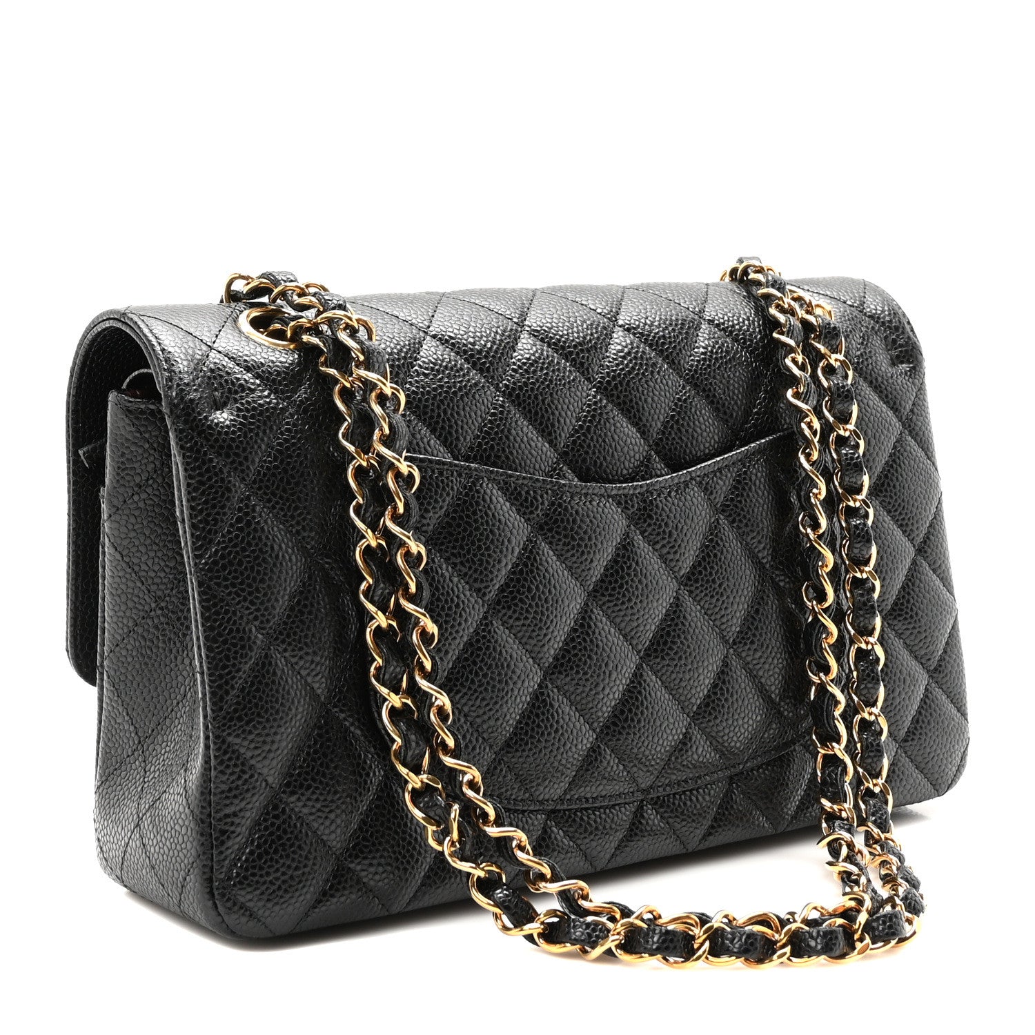 Caviar Quilted Medium Double Flap Black