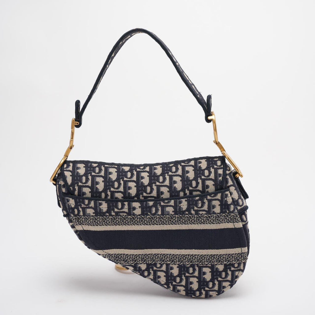 Dior Saddle Bag Blue Oblique Embroidery Bag Medium with Shoulder Strap 2021