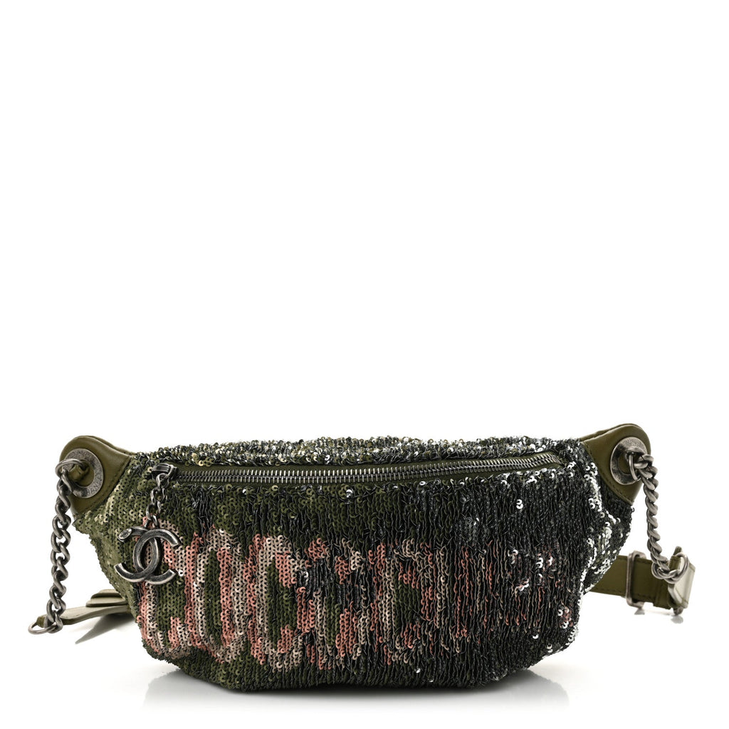 Sequin Coco Cuba Waist Bag Fanny Pack Khaki